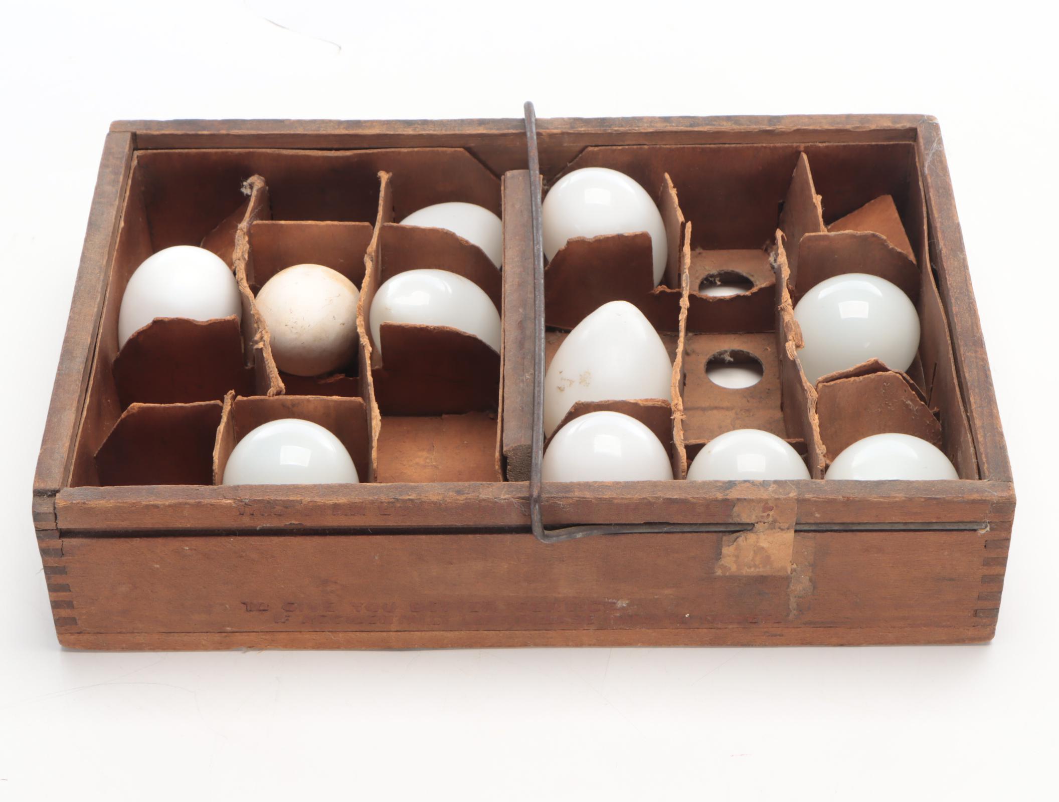 Primitive Washboard with Egg Crate, Wire Basket and Other Décor