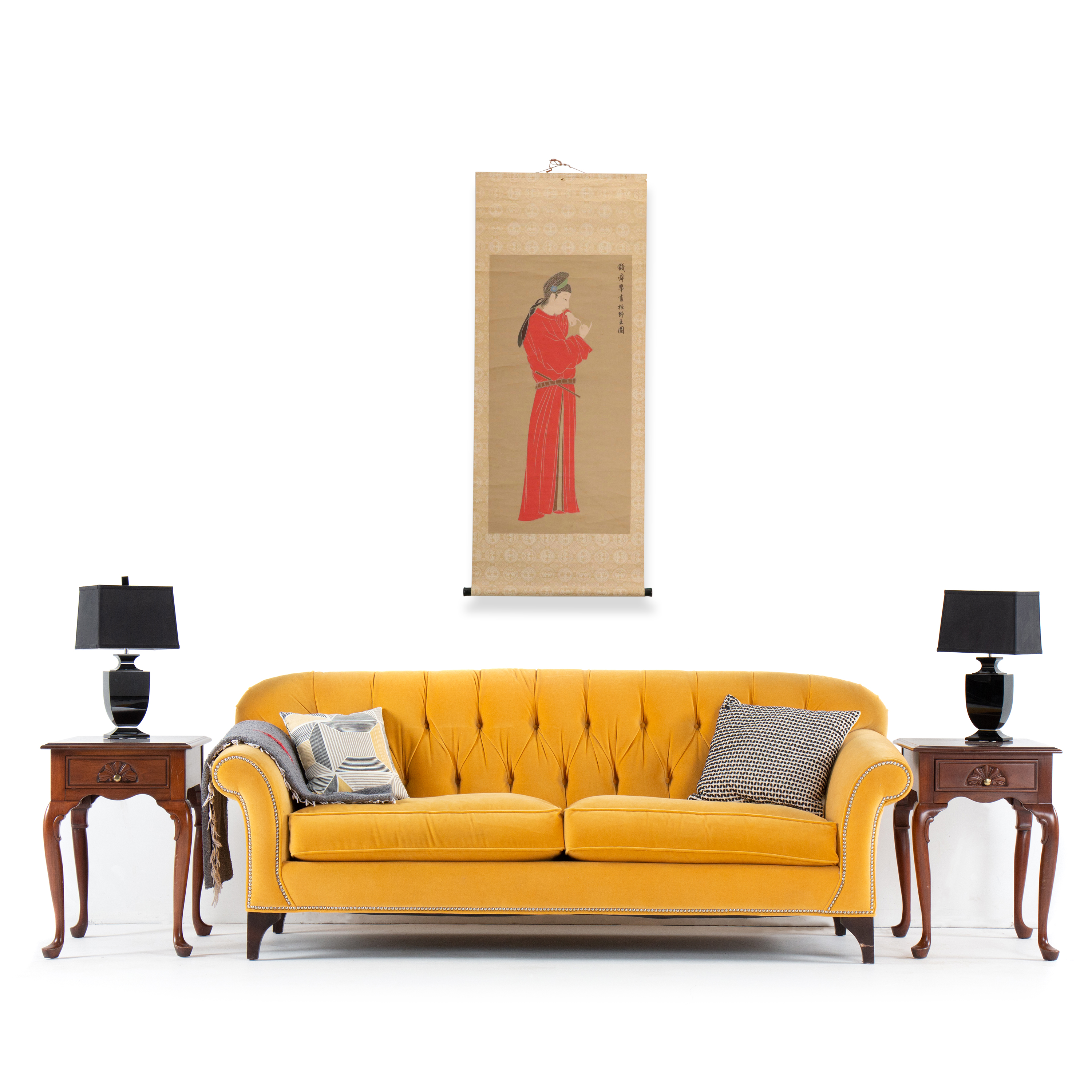 Chinese Scroll Gouache Painting of Figure