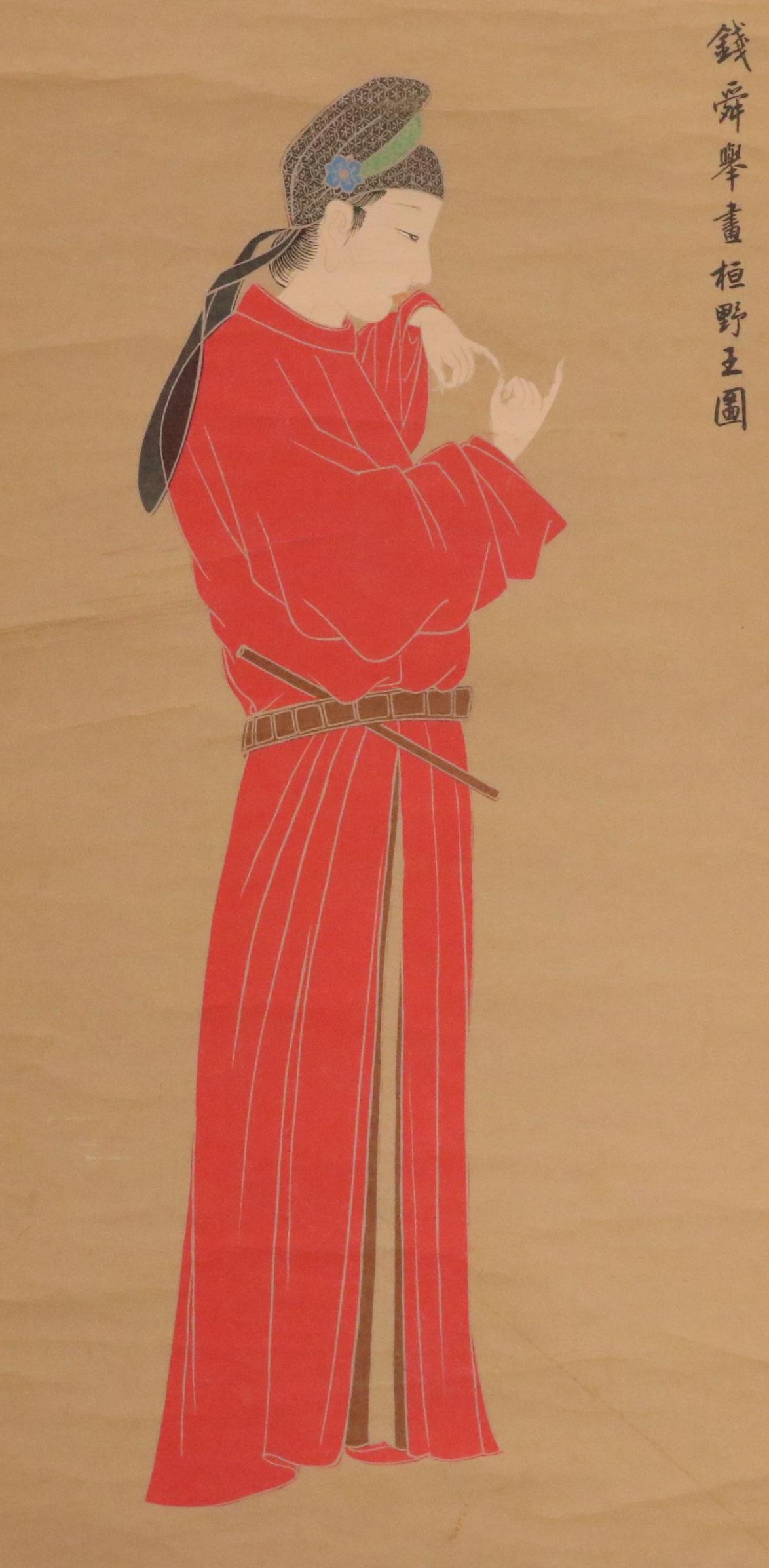 Chinese Scroll Gouache Painting of Figure