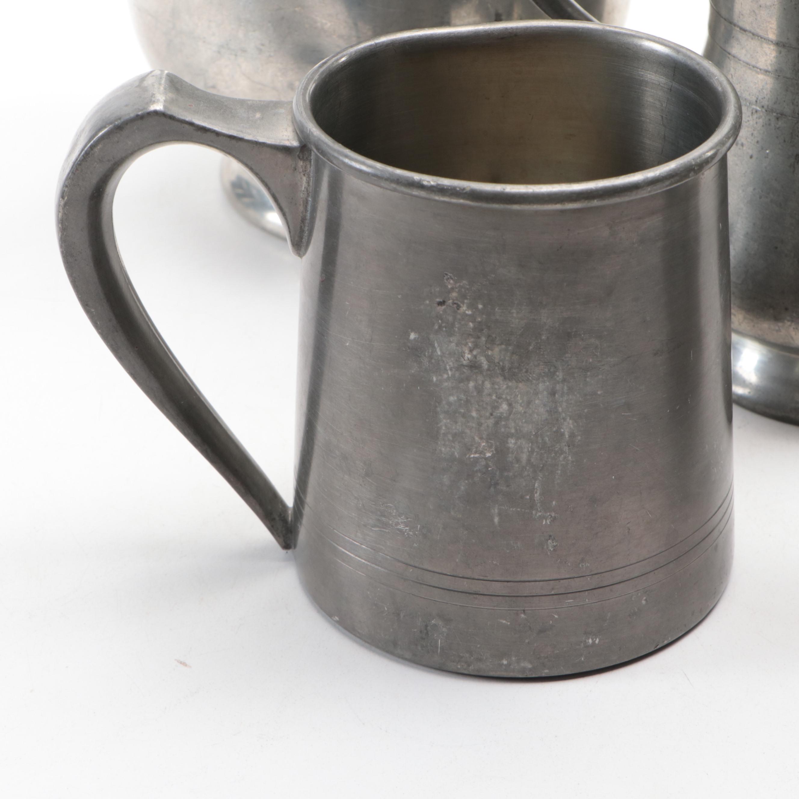Stieff "Williamsburg" Pewter Tankard and More Pewter Pitchers and Drinkware