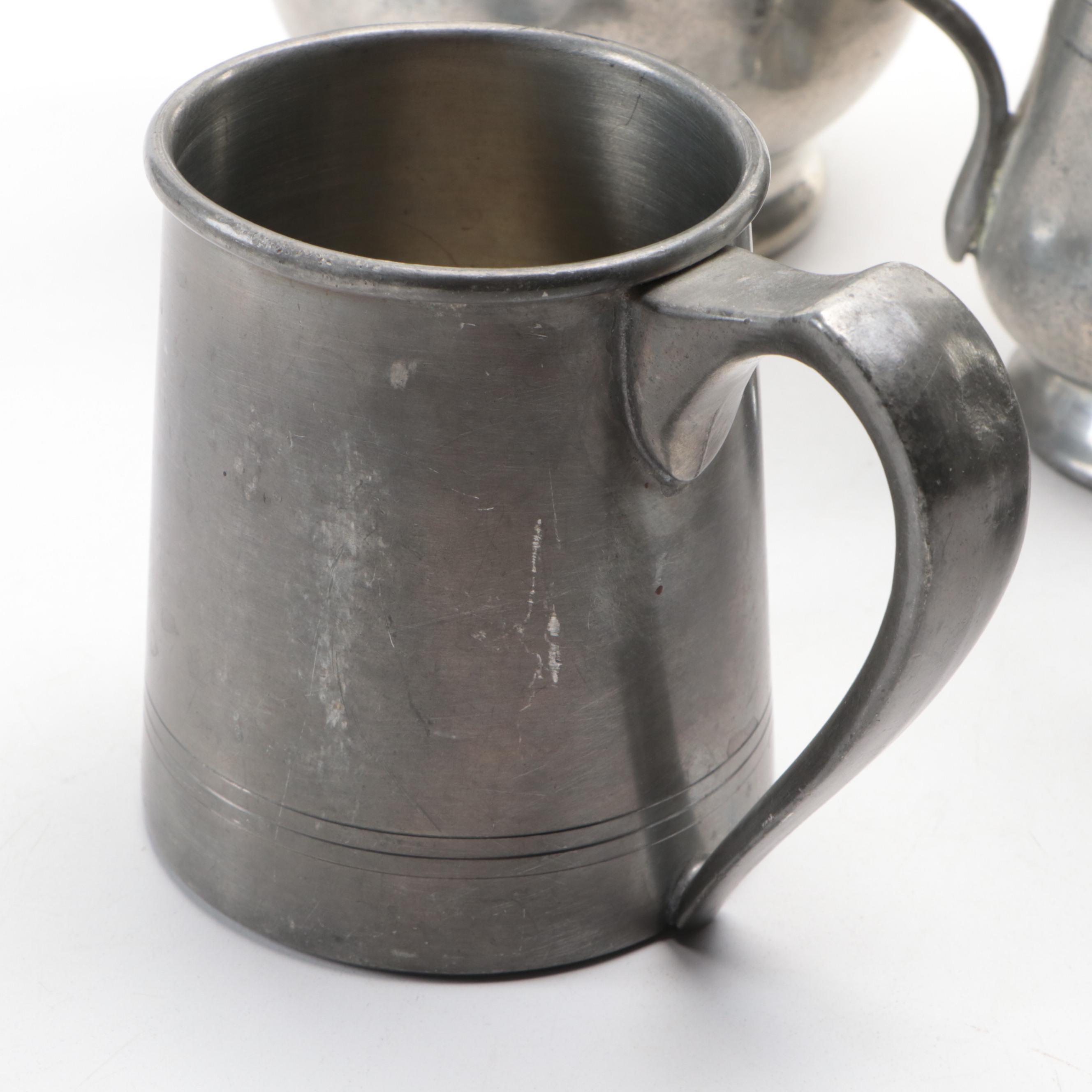 Stieff "Williamsburg" Pewter Tankard and More Pewter Pitchers and Drinkware