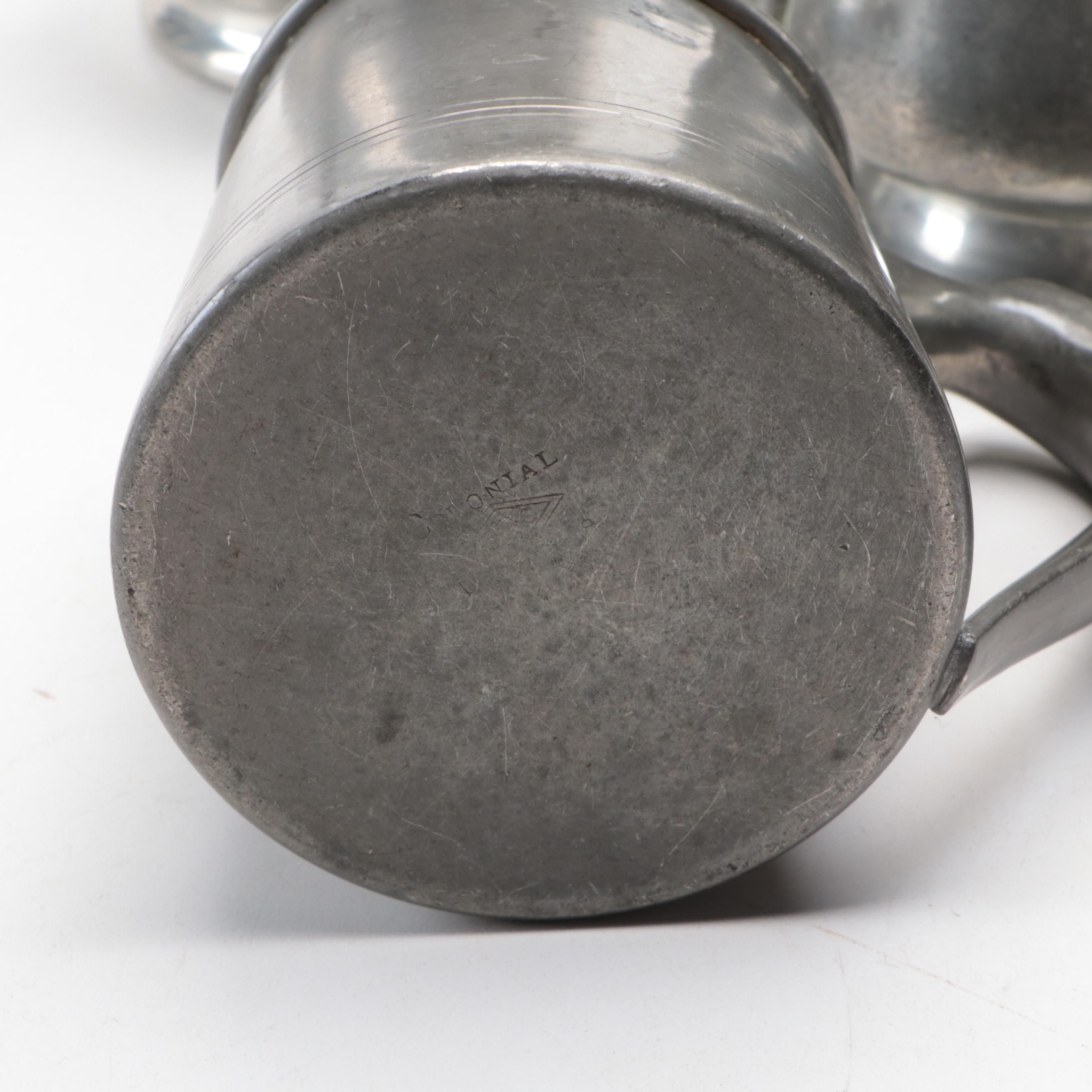 Stieff "Williamsburg" Pewter Tankard and More Pewter Pitchers and Drinkware