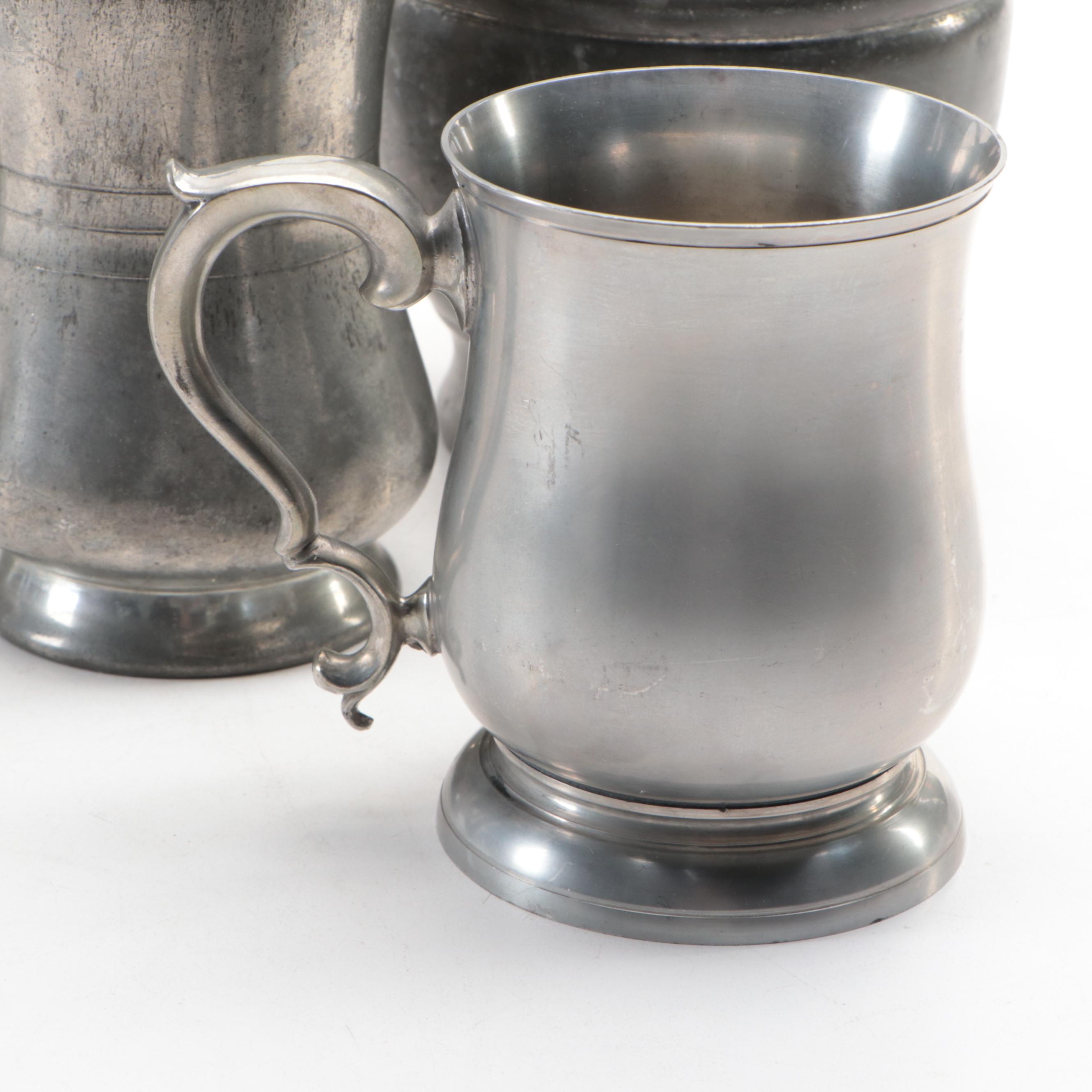 Stieff "Williamsburg" Pewter Tankard and More Pewter Pitchers and Drinkware