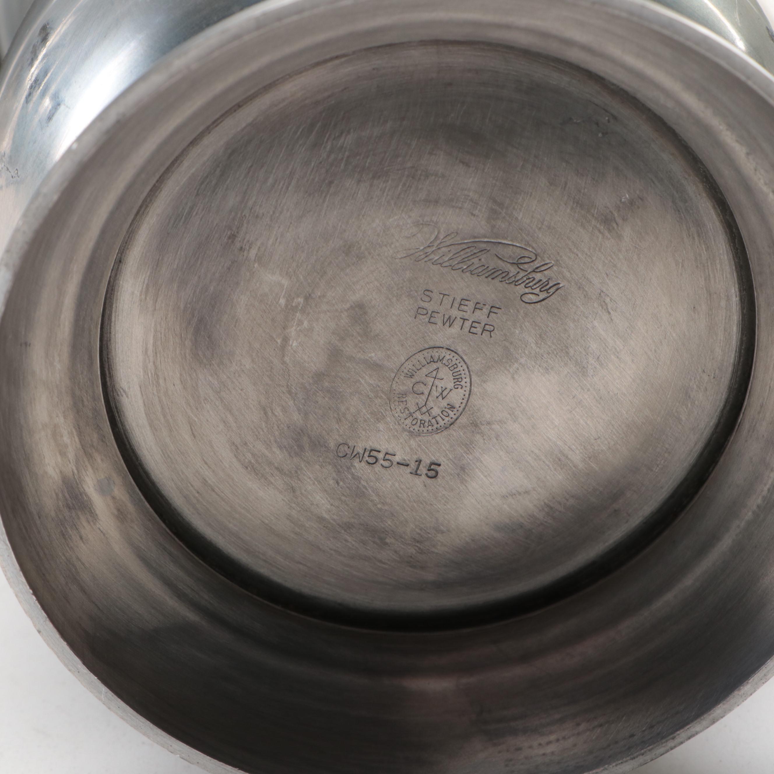 Stieff "Williamsburg" Pewter Tankard and More Pewter Pitchers and Drinkware