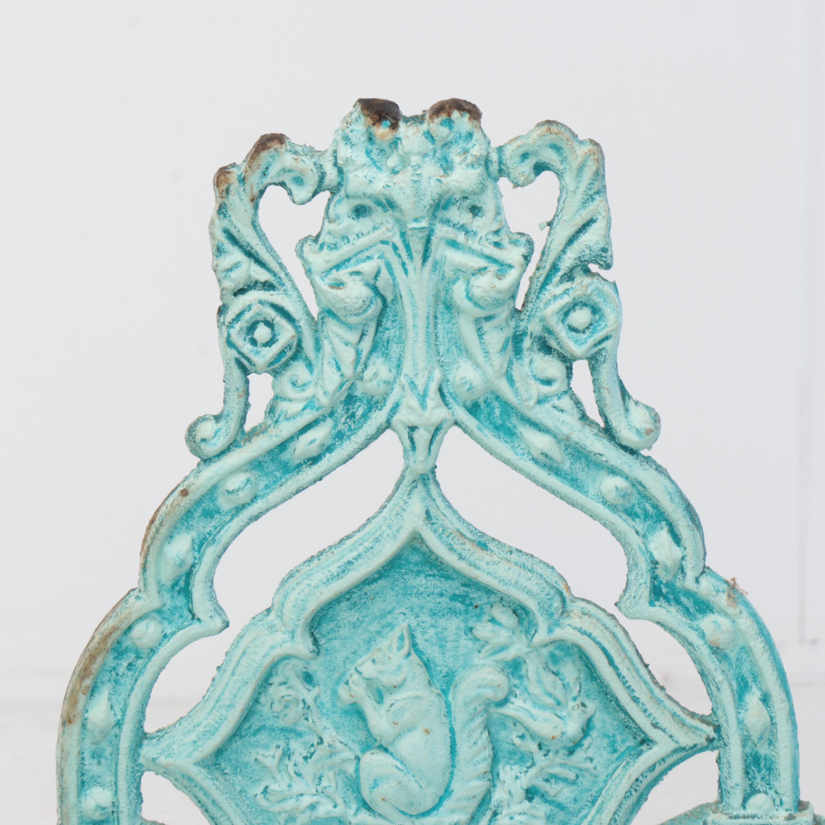 Victorian Style Painted Cast Iron Umbrella Stand with Squirrel Motif