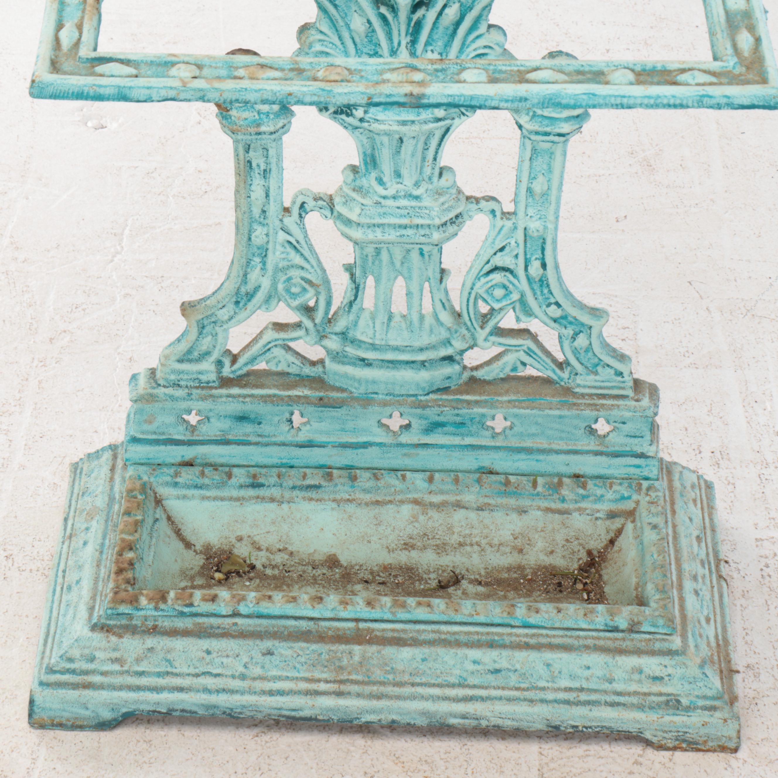 Victorian Style Painted Cast Iron Umbrella Stand with Squirrel Motif