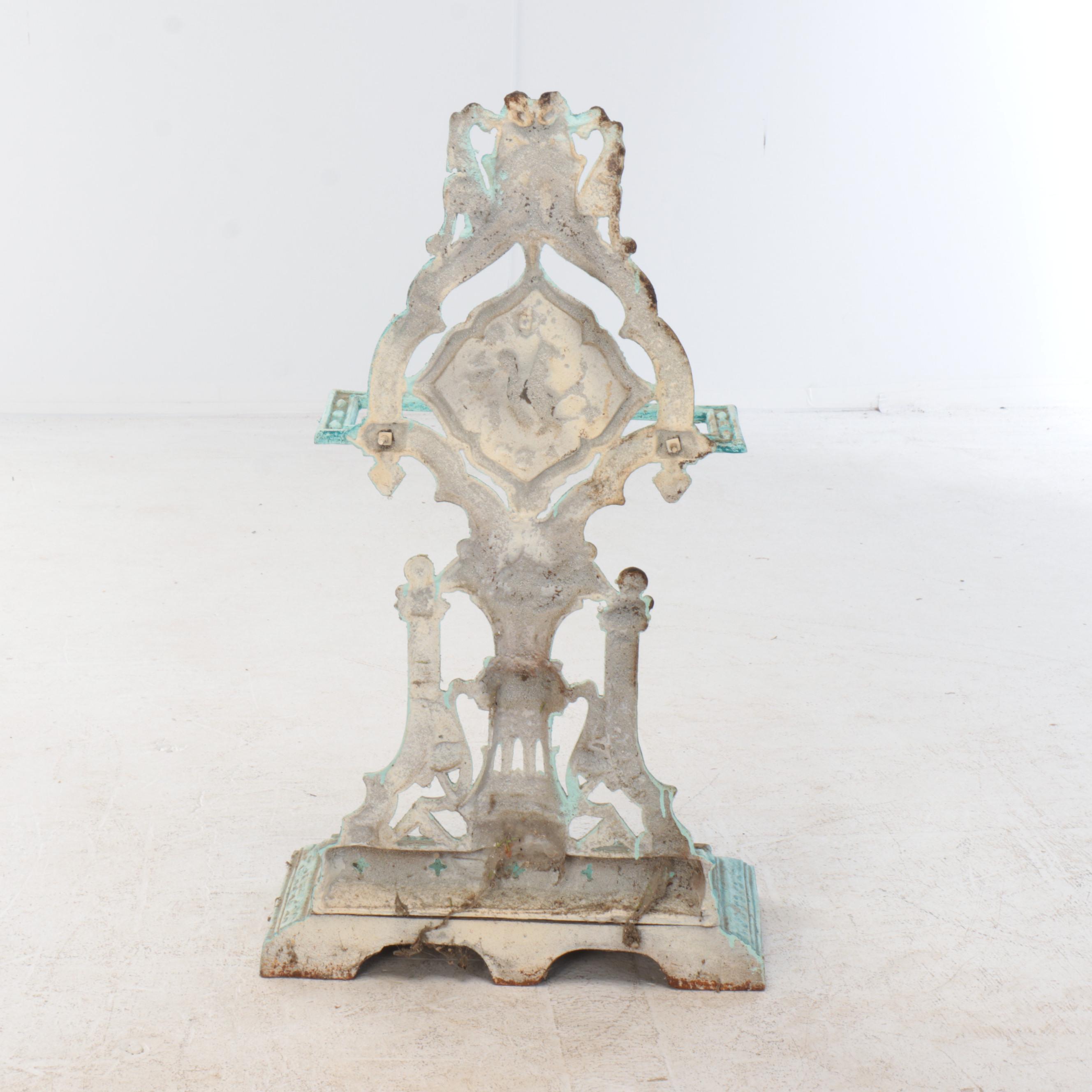 Victorian Style Painted Cast Iron Umbrella Stand with Squirrel Motif