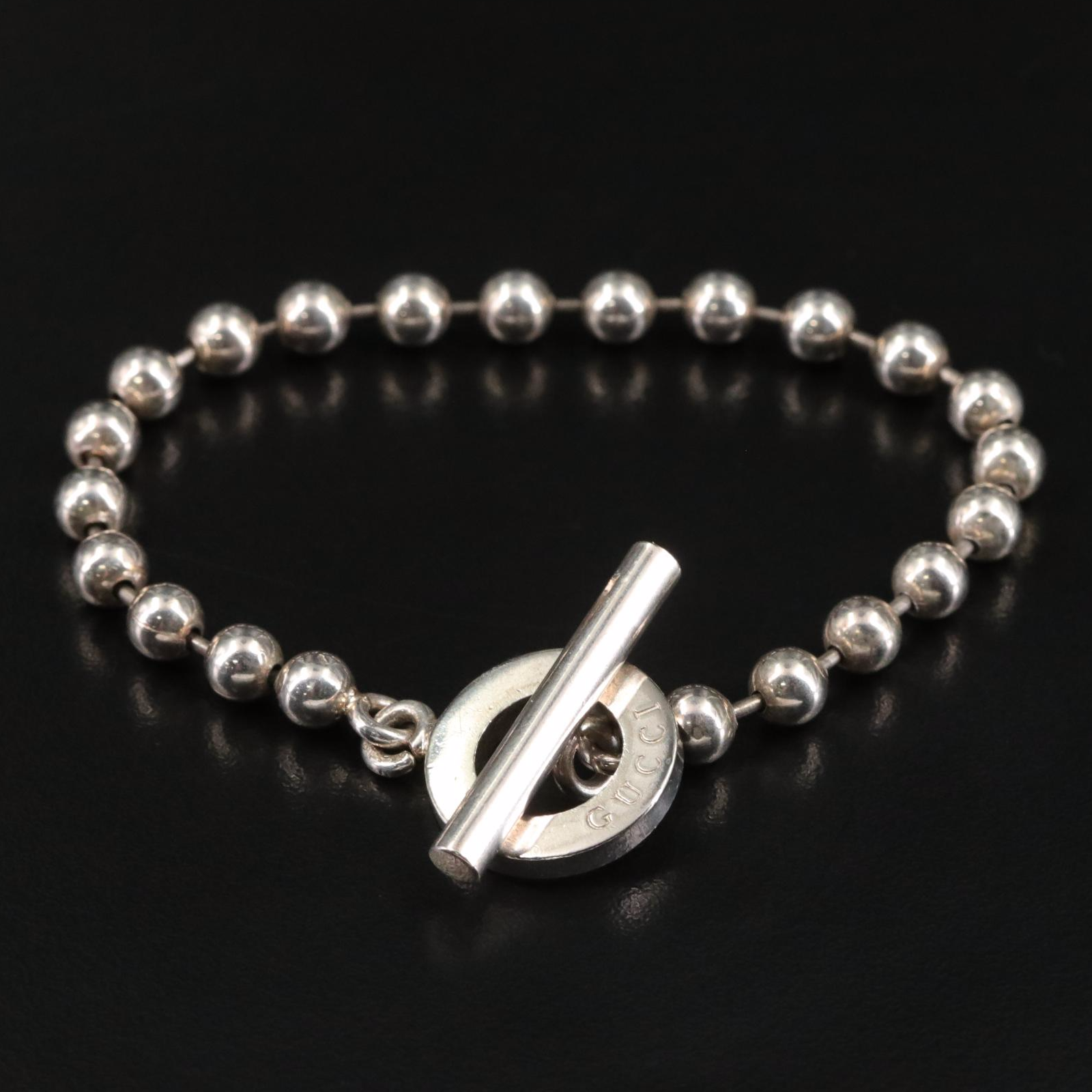 Gucci Sterling Ball Chain Toggle Bracelet