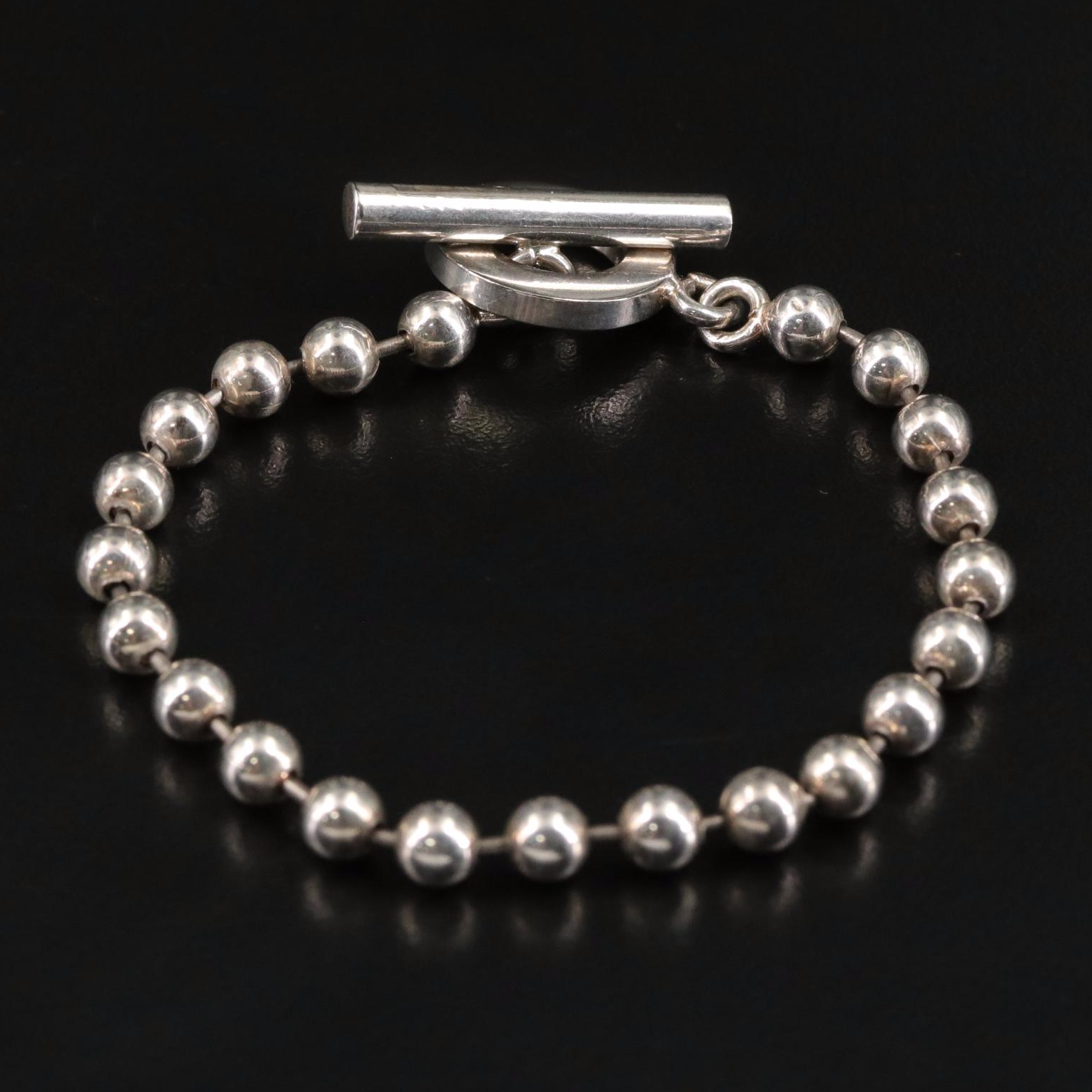 Gucci Sterling Ball Chain Toggle Bracelet