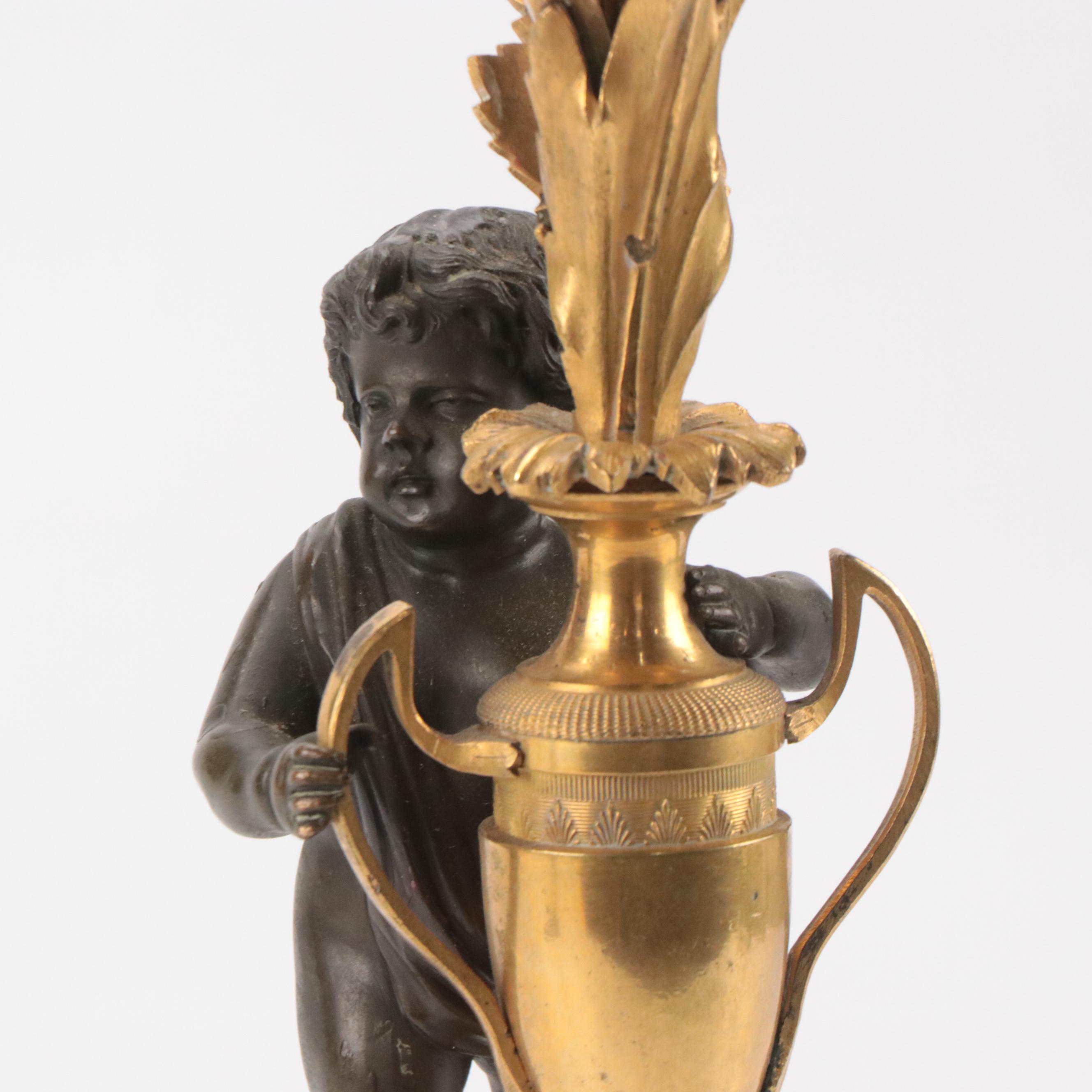 French Neoclassical Style Bronze Dore Candelabra, 19th Century