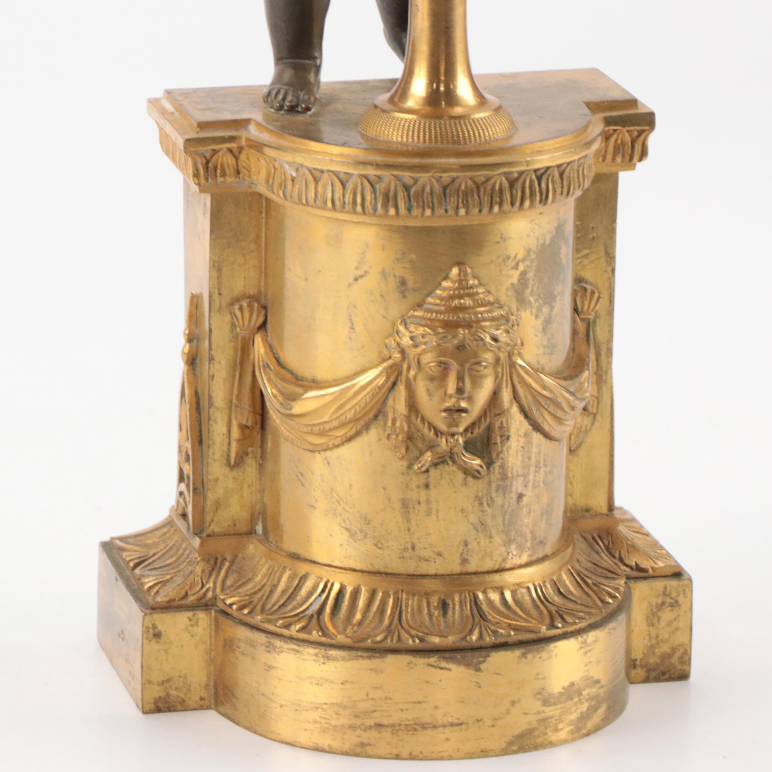 French Neoclassical Style Bronze Dore Candelabra, 19th Century