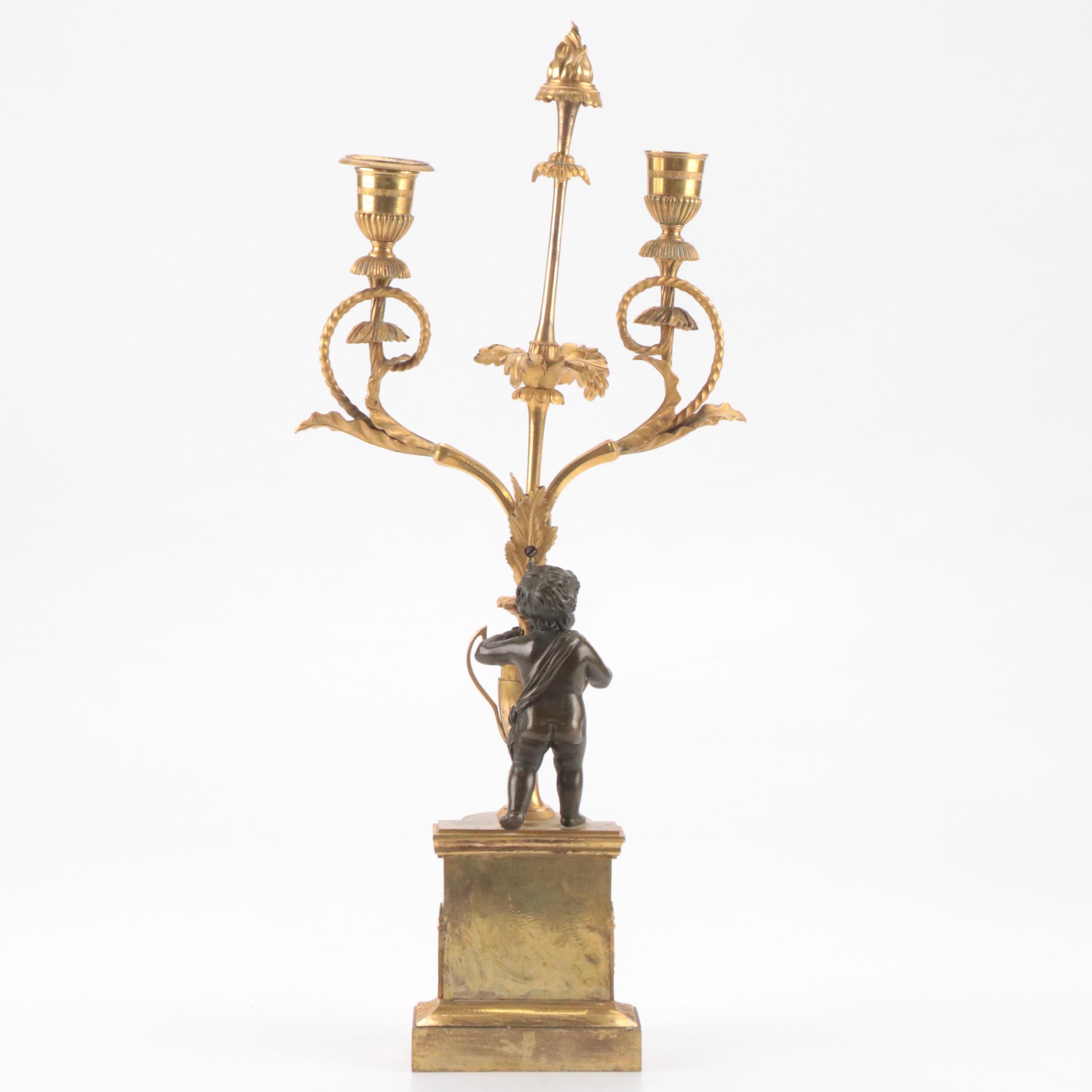 French Neoclassical Style Bronze Dore Candelabra, 19th Century