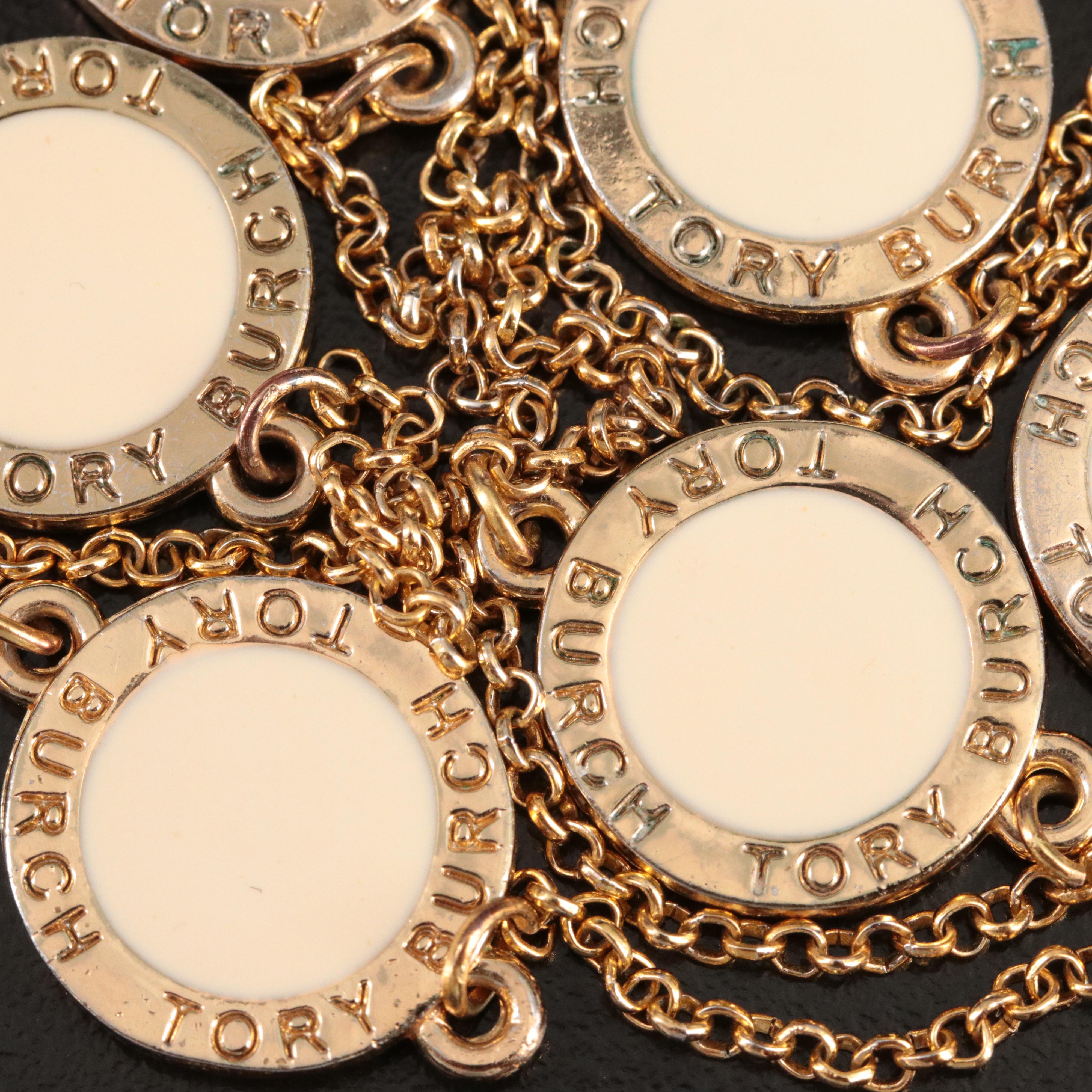 Tory Burch Enamel Disk Station Necklace