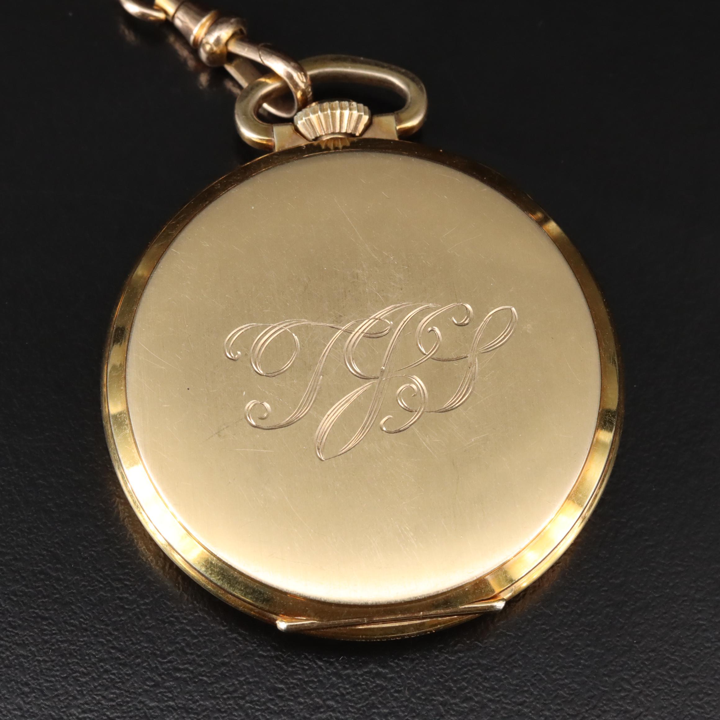 Vintage Gruen Veri-Thin Pocket Watch with Fob Chain and Pocket Knife