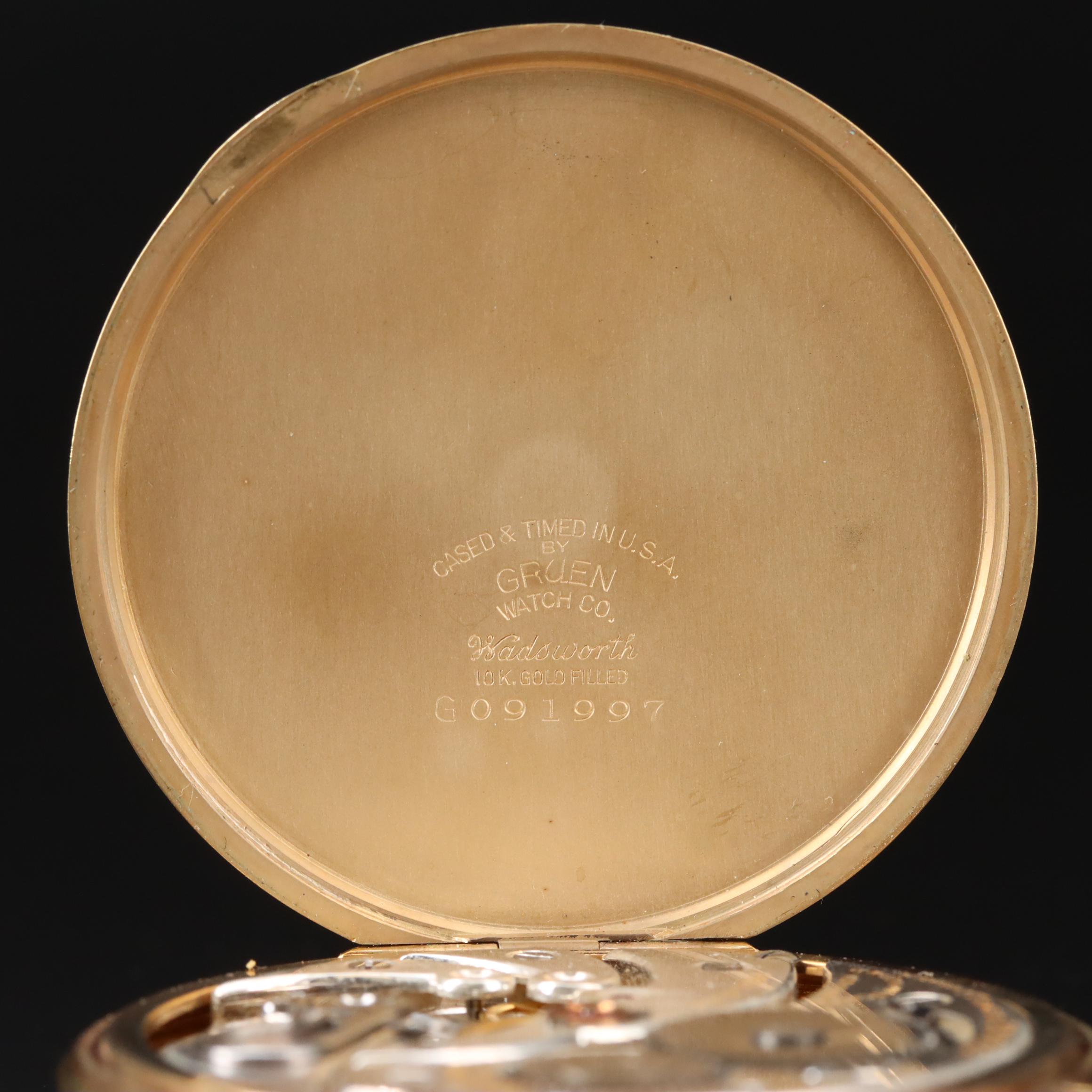 Vintage Gruen Veri-Thin Pocket Watch with Fob Chain and Pocket Knife