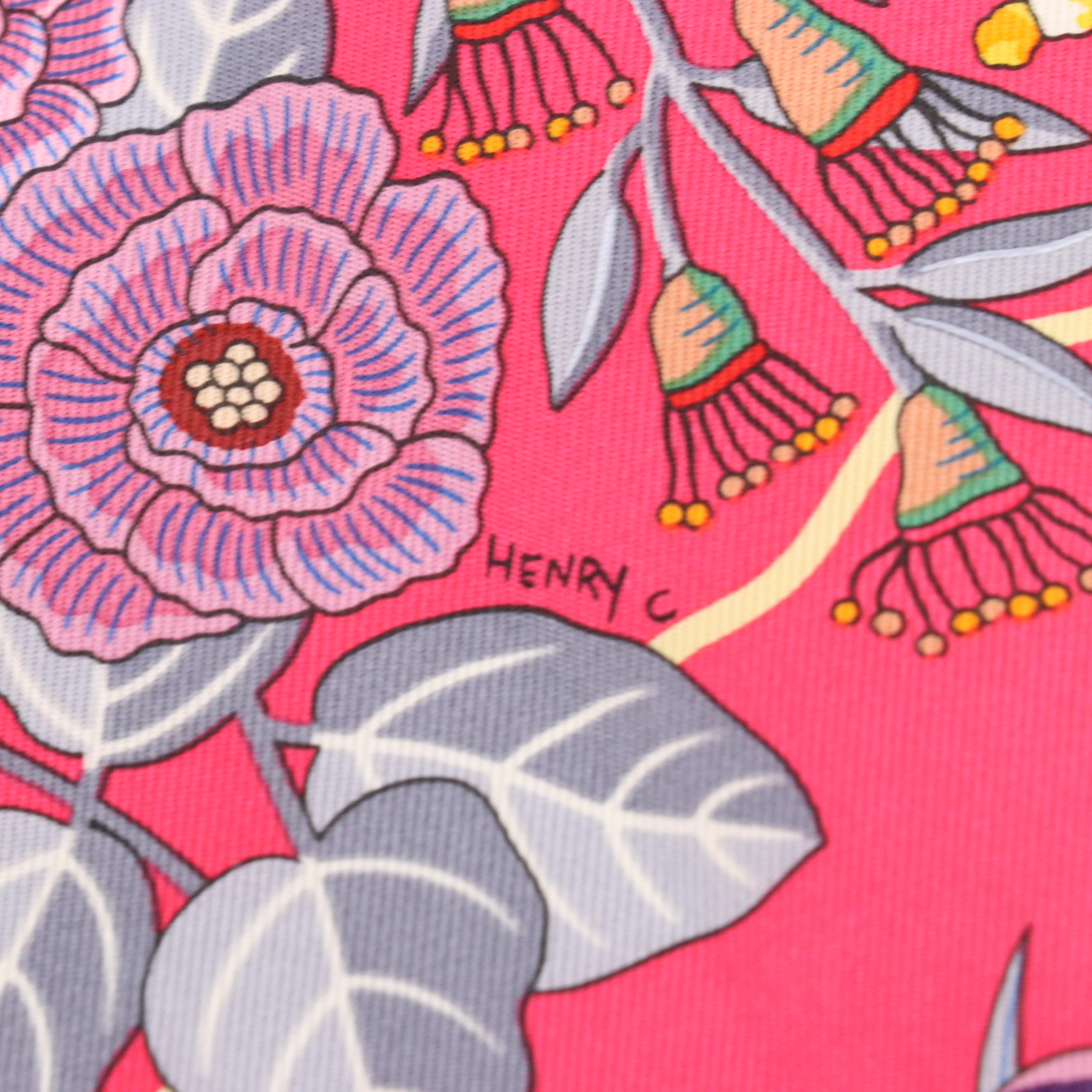 Hermès "Planifleurs" Silk Twill Scarf 90 with Box