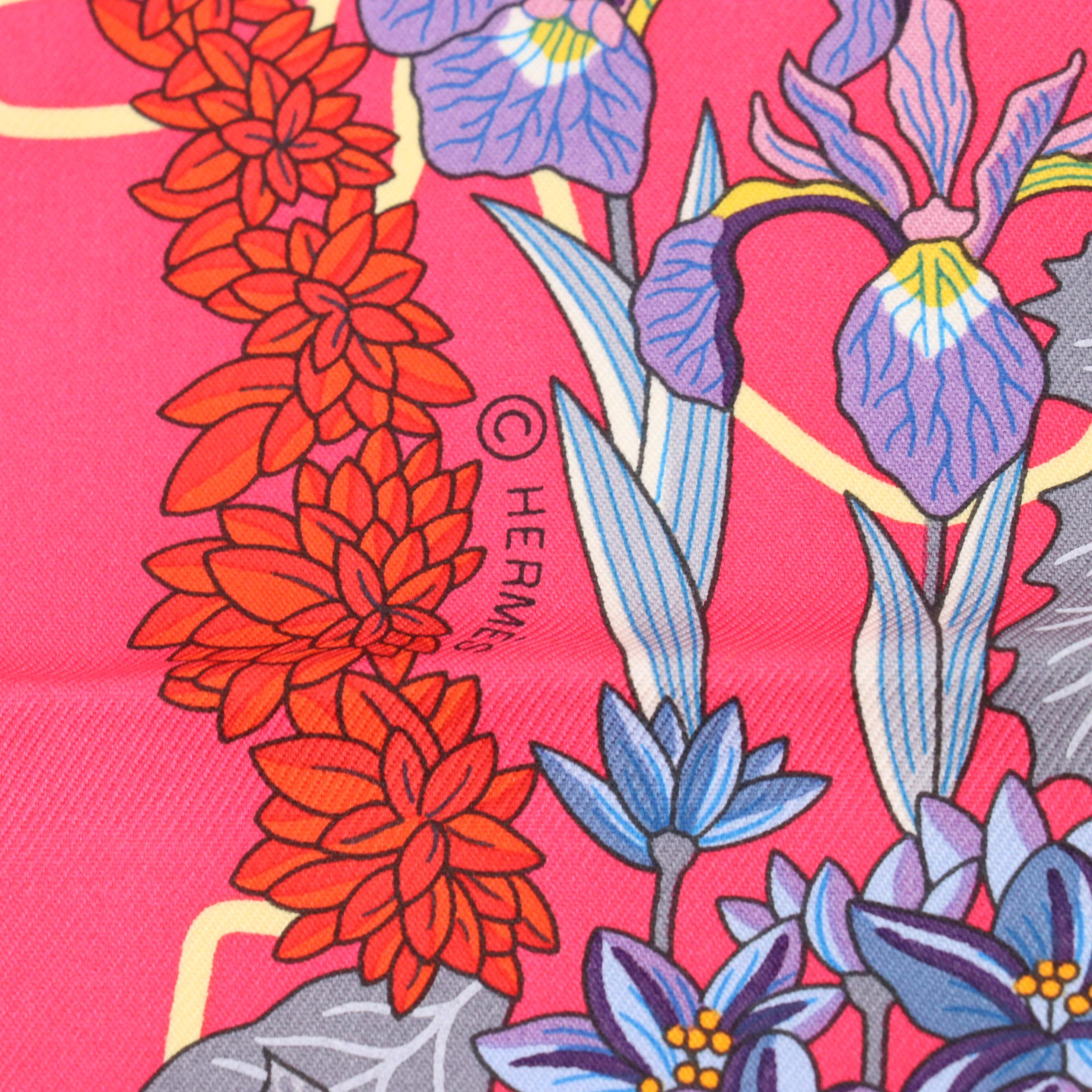 Hermès "Planifleurs" Silk Twill Scarf 90 with Box