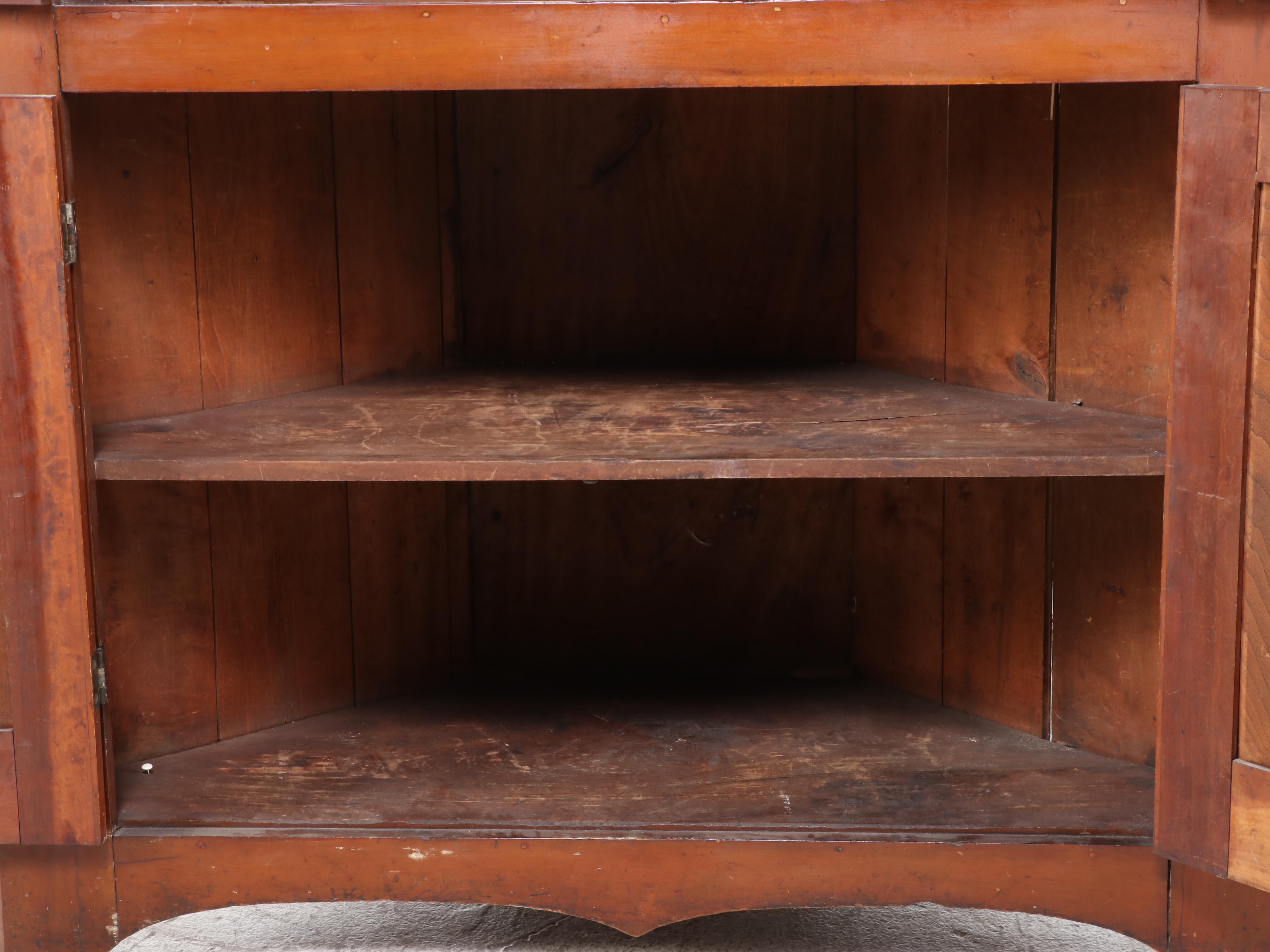 American Primitive Cherrywood Sixteen-Light Corner Cupboard, 19th Century