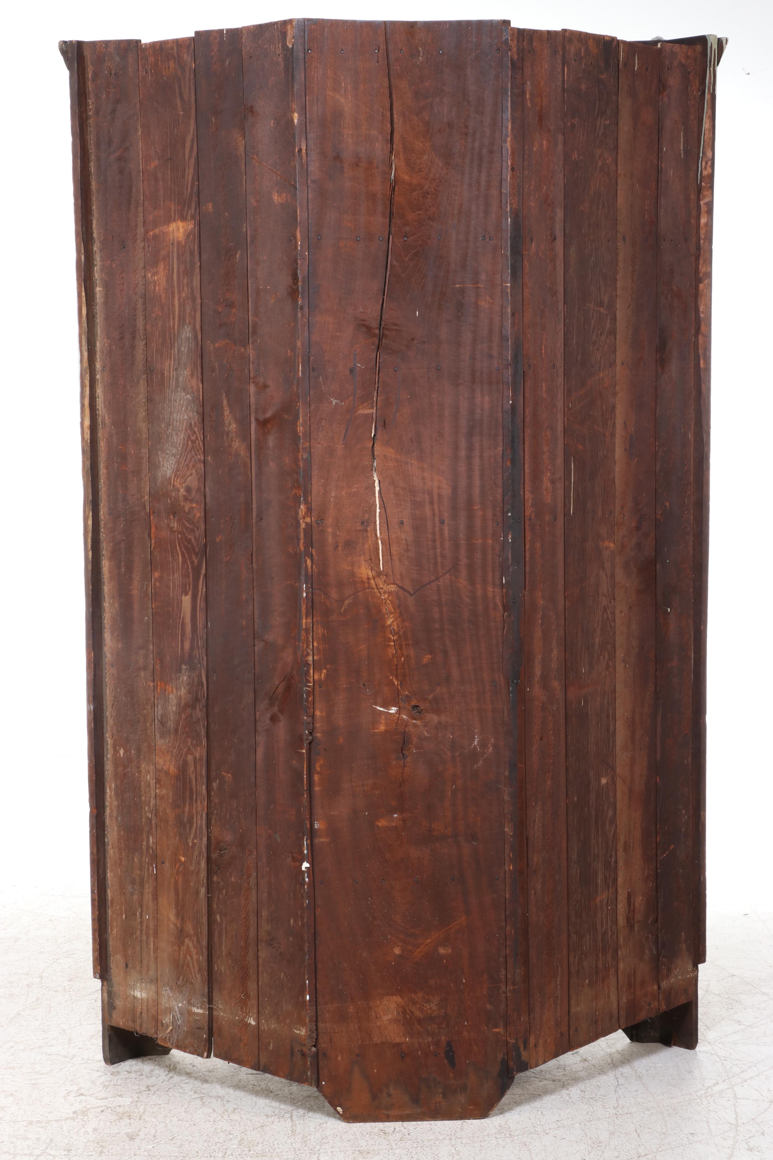 American Primitive Cherrywood Sixteen-Light Corner Cupboard, 19th Century