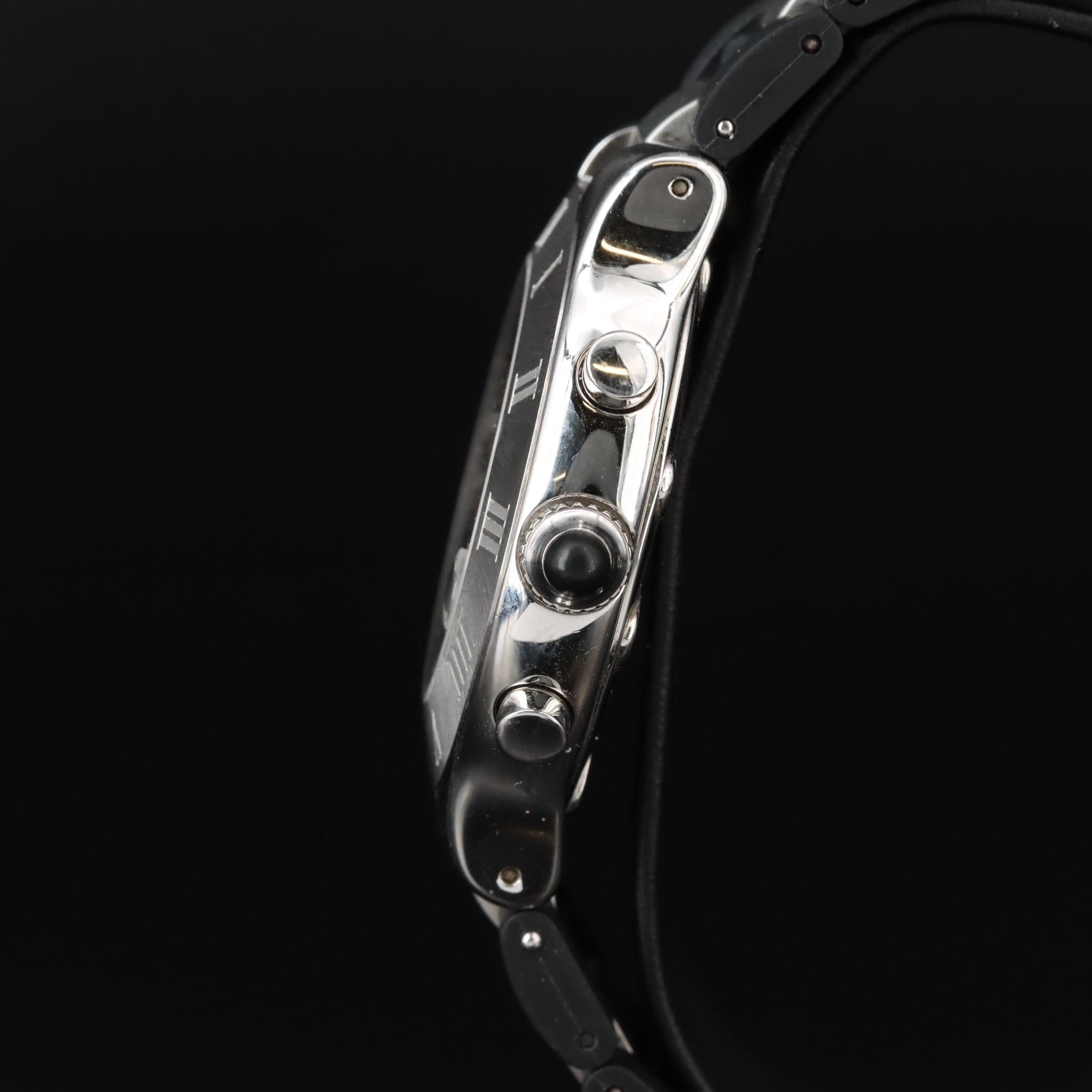 Cartier Chronoscaph 21 Chronograph Black Rubber Steel Quartz Watch