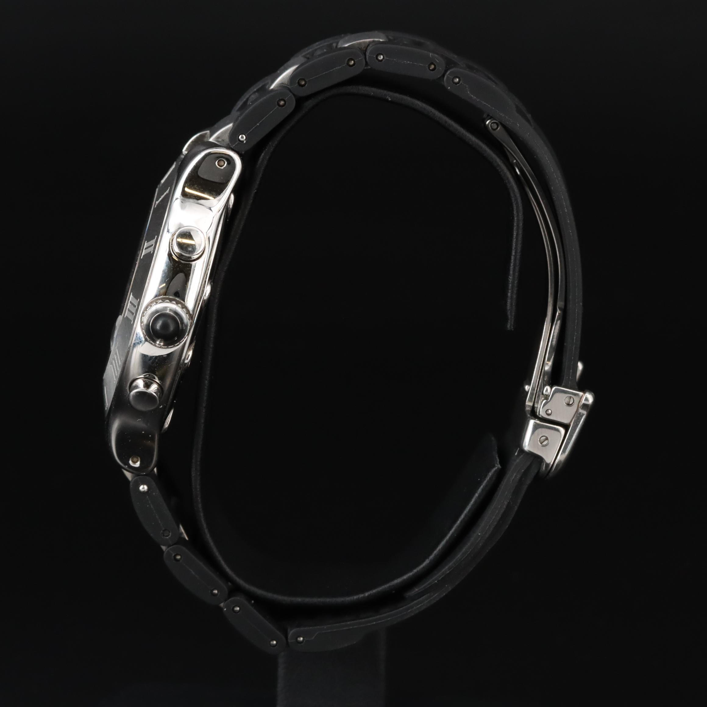 Cartier Chronoscaph 21 Chronograph Black Rubber Steel Quartz Watch