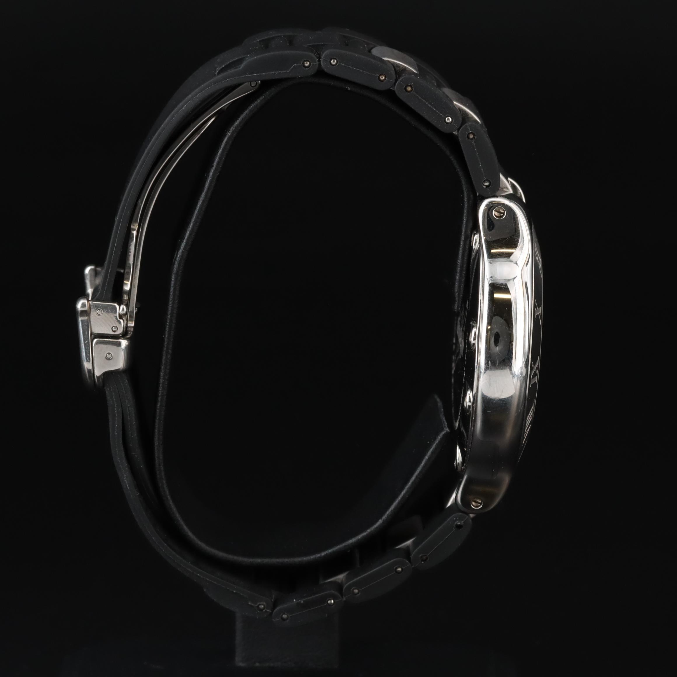 Cartier Chronoscaph 21 Chronograph Black Rubber Steel Quartz Watch