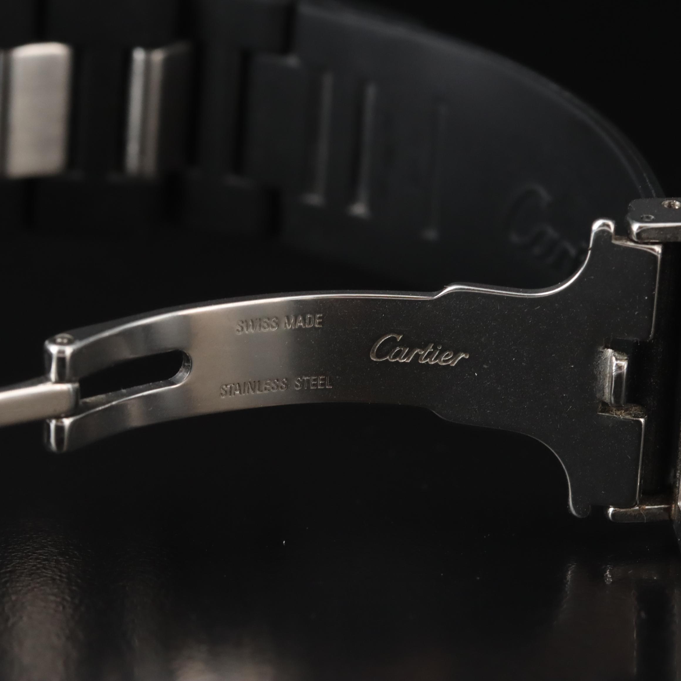 Cartier Chronoscaph 21 Chronograph Black Rubber Steel Quartz Watch