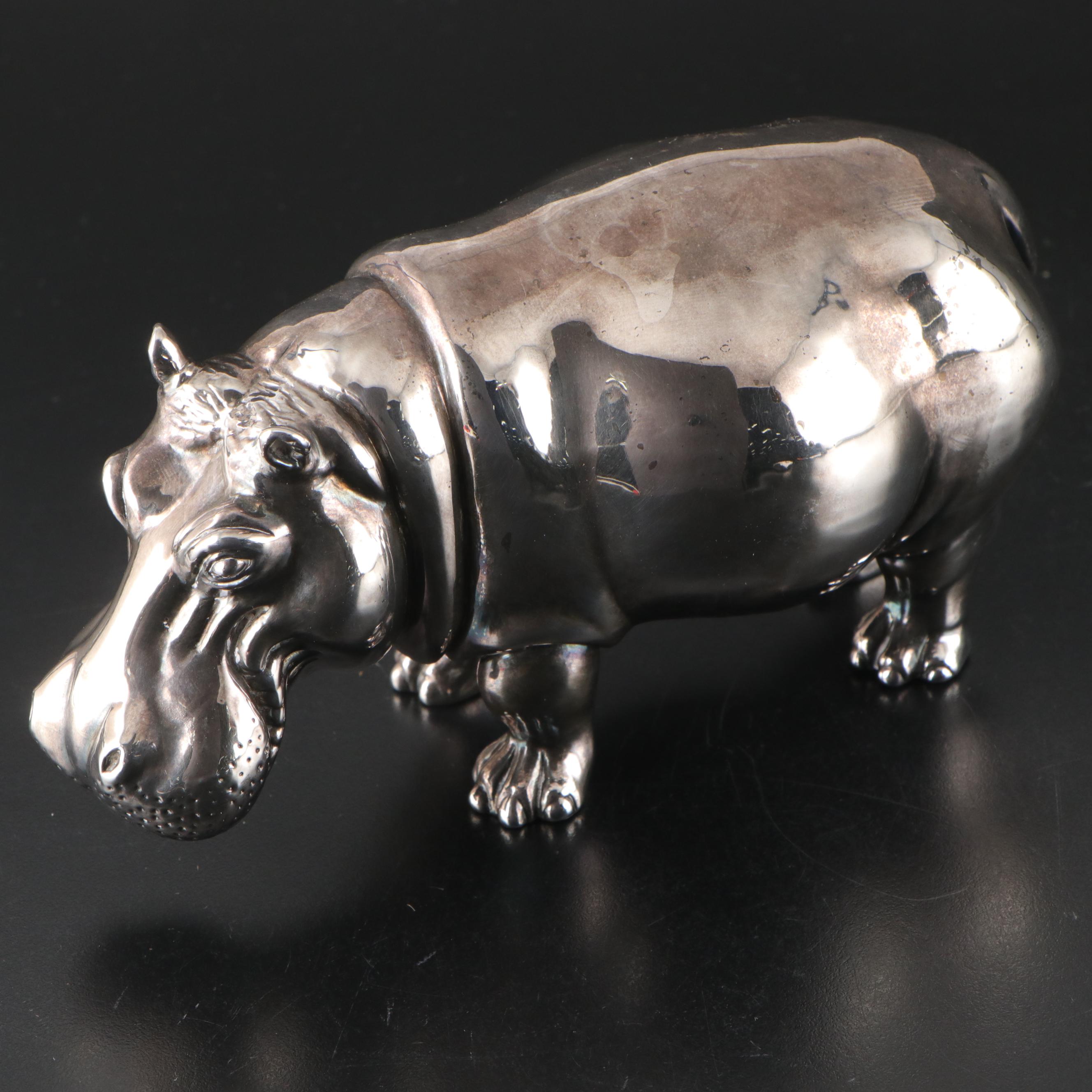Continental Silver Plate Hippo Figurine