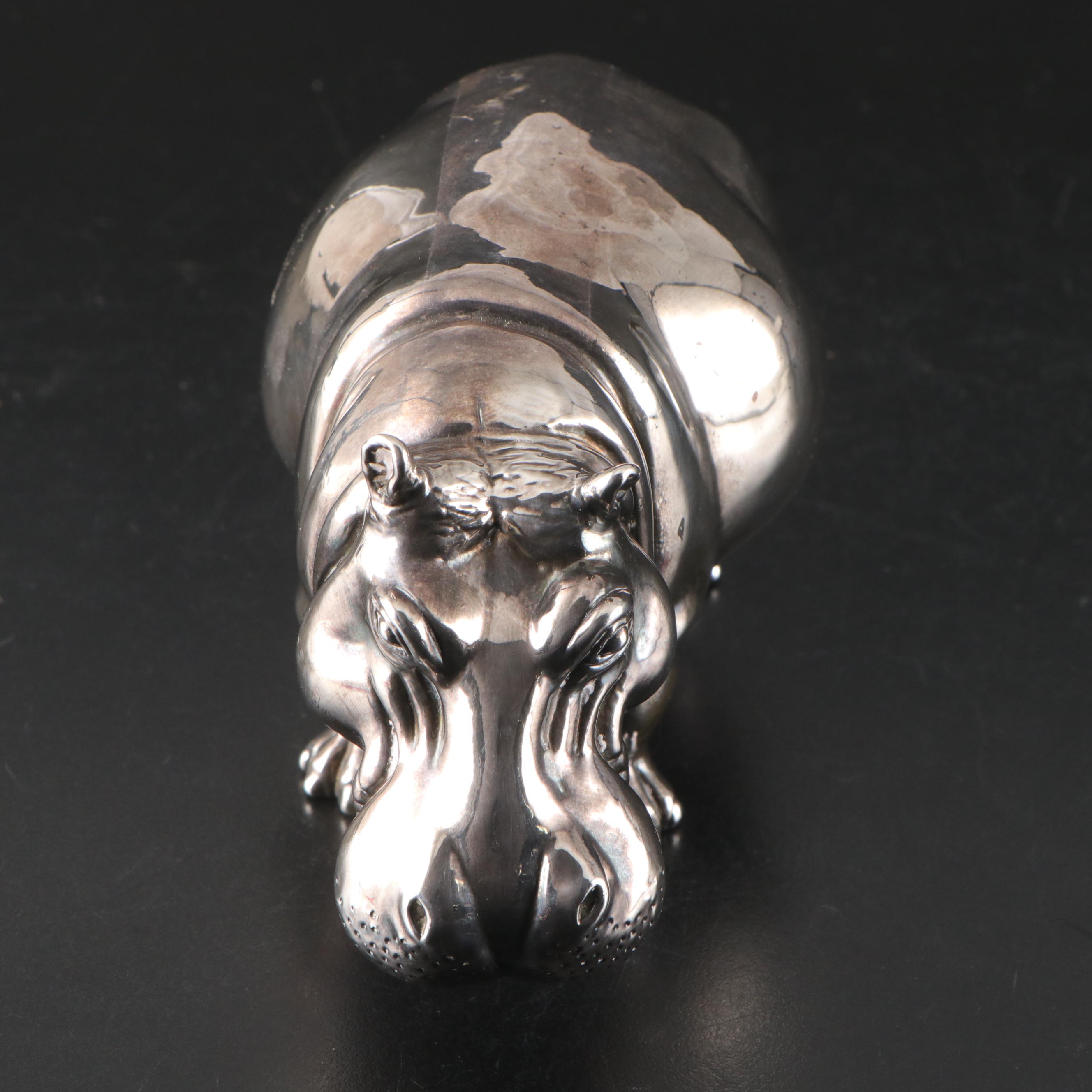 Continental Silver Plate Hippo Figurine
