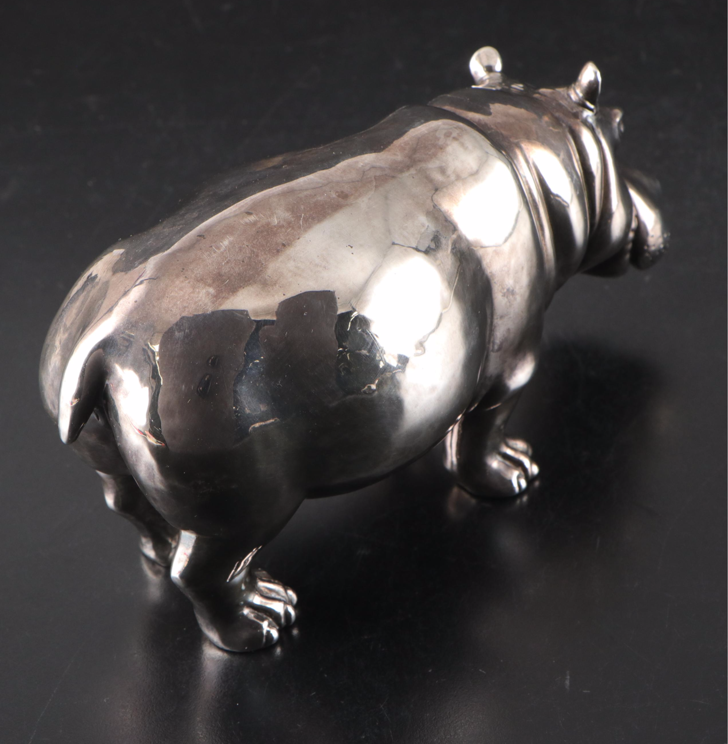 Continental Silver Plate Hippo Figurine