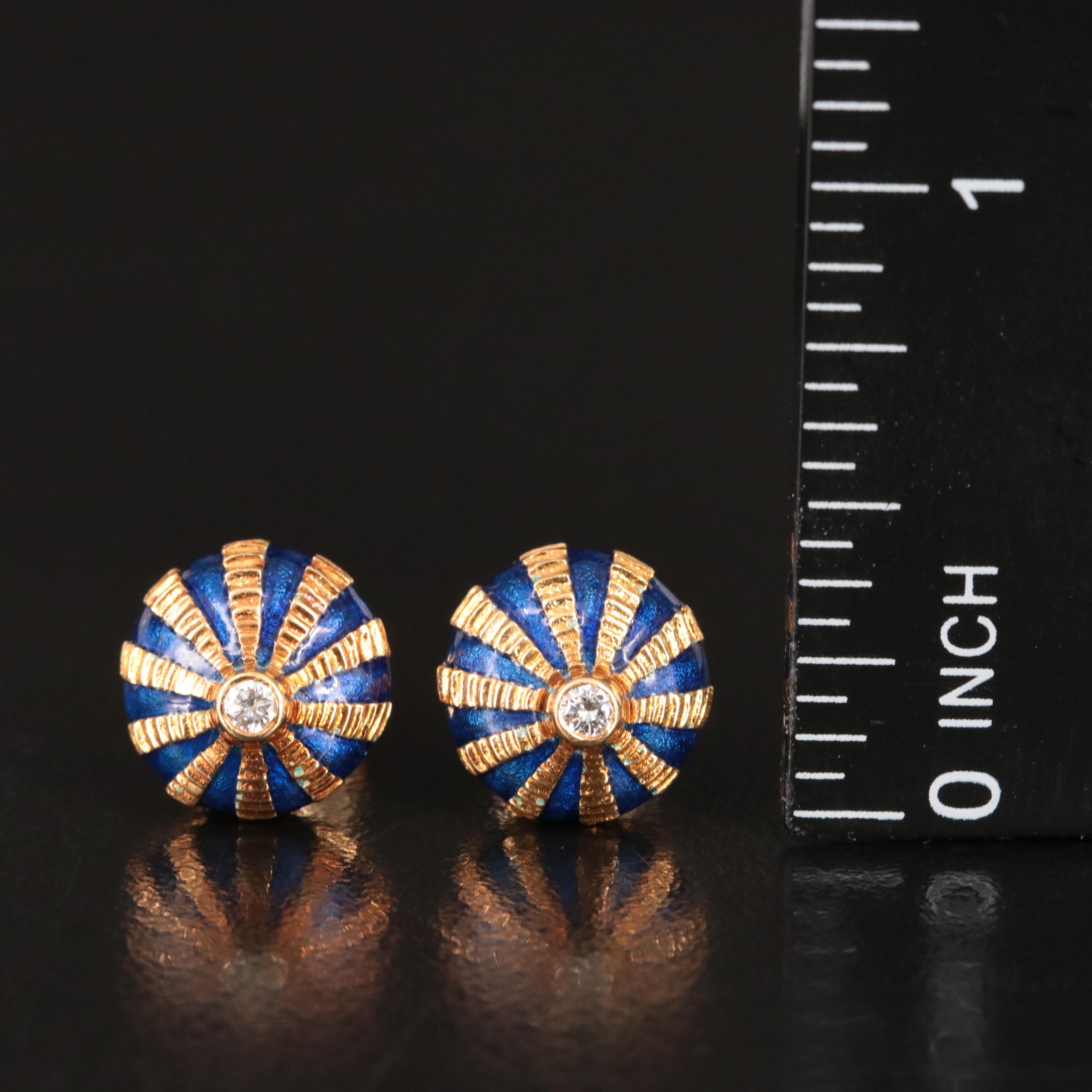 Jean Schlumberger for Tiffany & Co. Taj Mahal 18K Enamel and Diamond Earrings