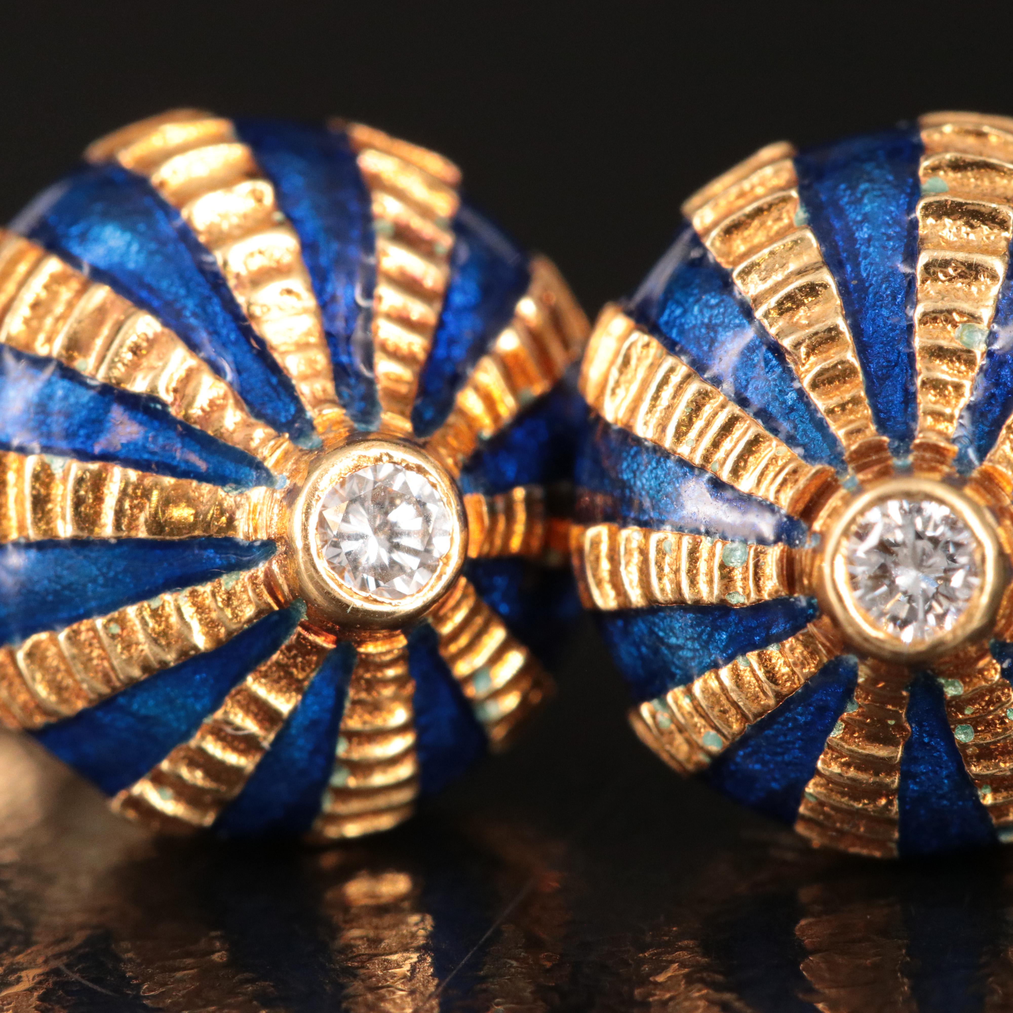 Jean Schlumberger for Tiffany & Co. Taj Mahal 18K Enamel and Diamond Earrings