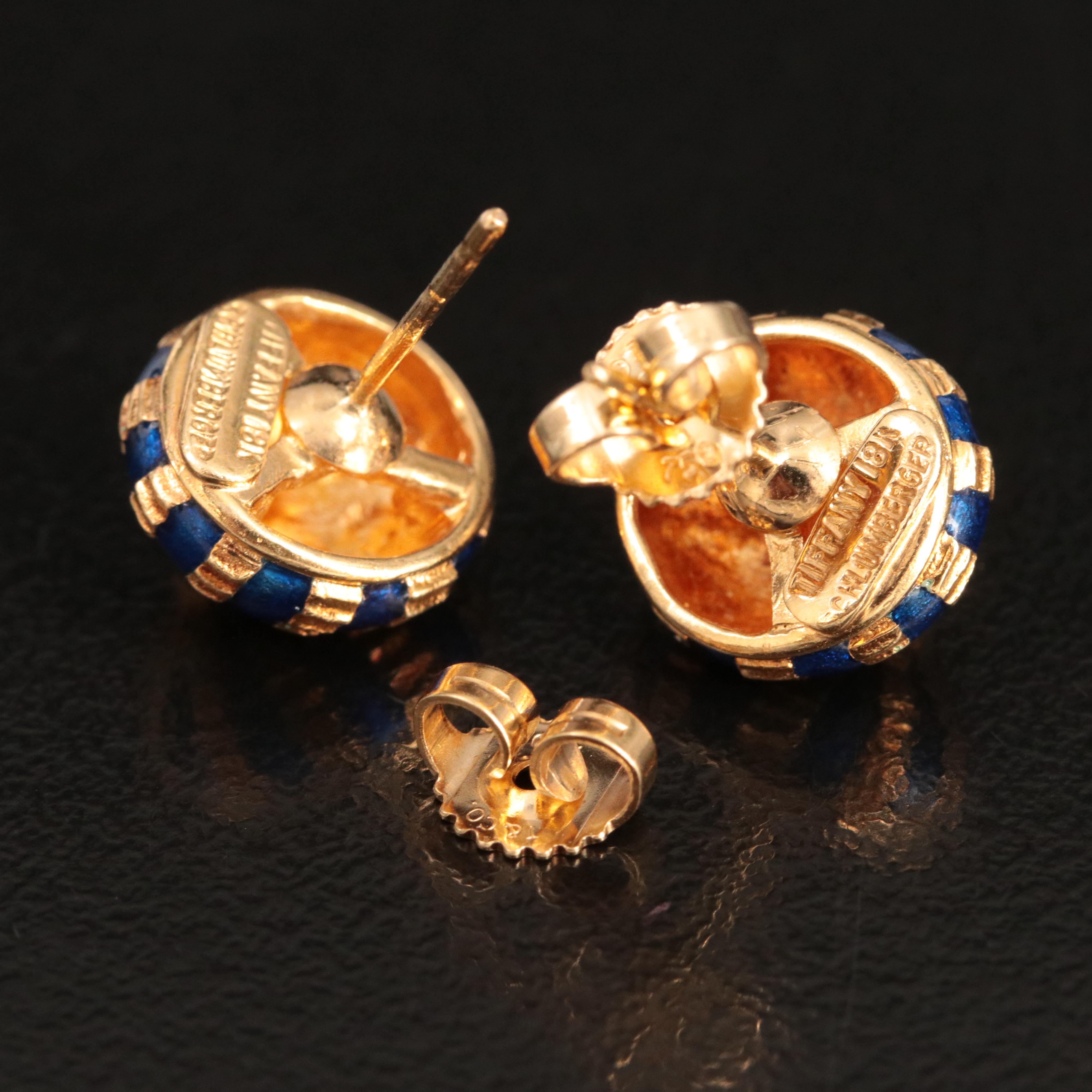 Jean Schlumberger for Tiffany & Co. Taj Mahal 18K Enamel and Diamond Earrings