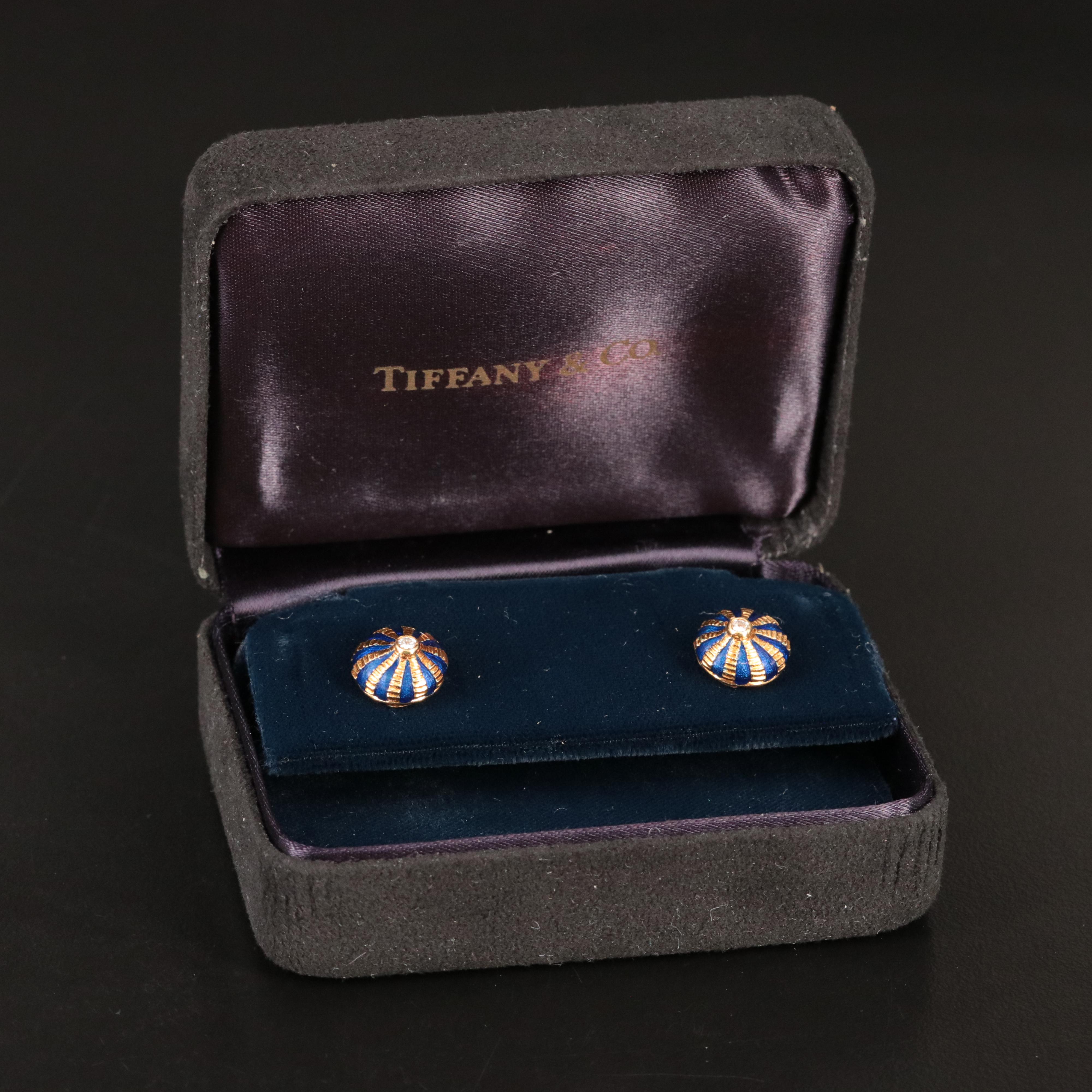 Jean Schlumberger for Tiffany & Co. Taj Mahal 18K Enamel and Diamond Earrings
