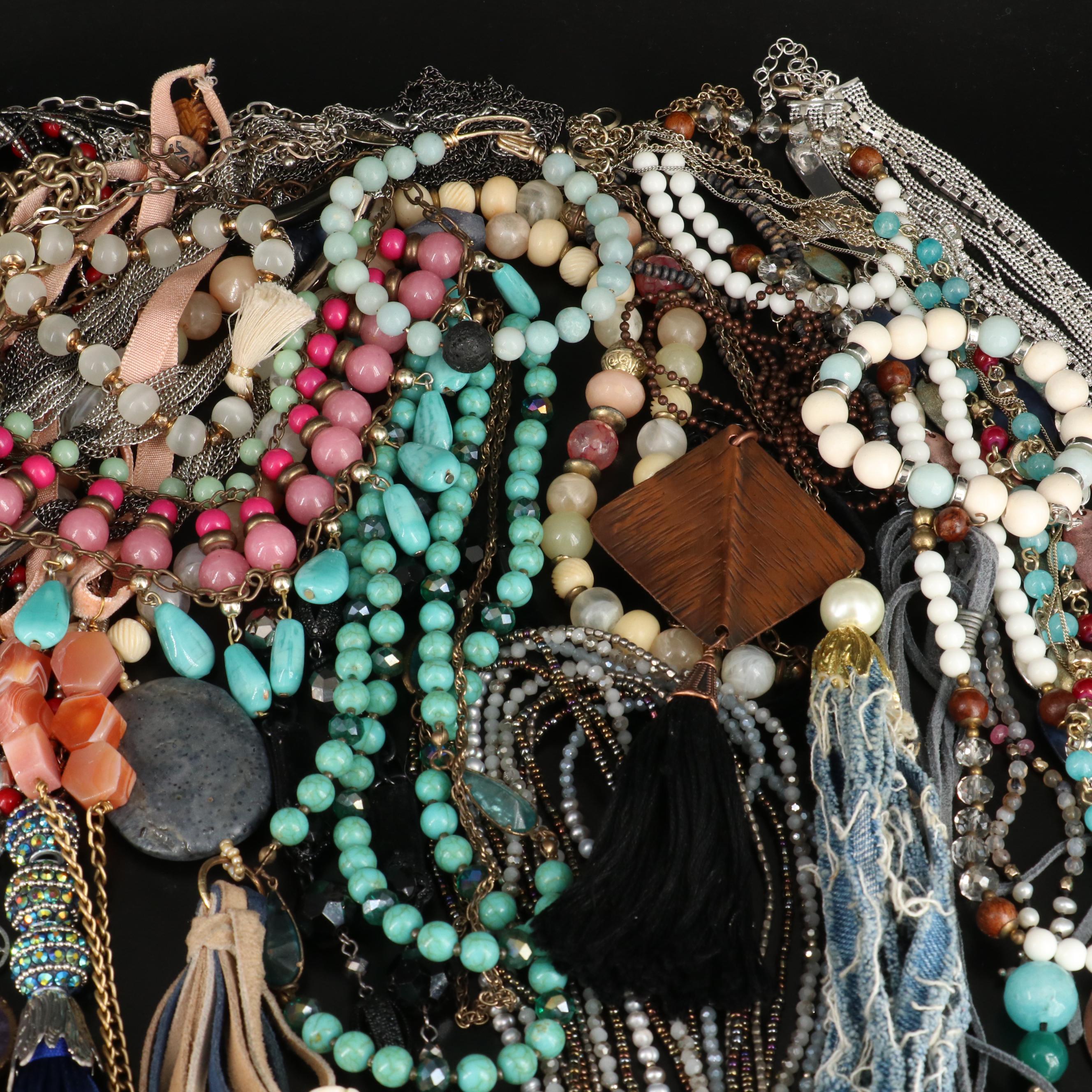 Fashion Necklace and Bracelet Collection Featuring Tassels and Fringe