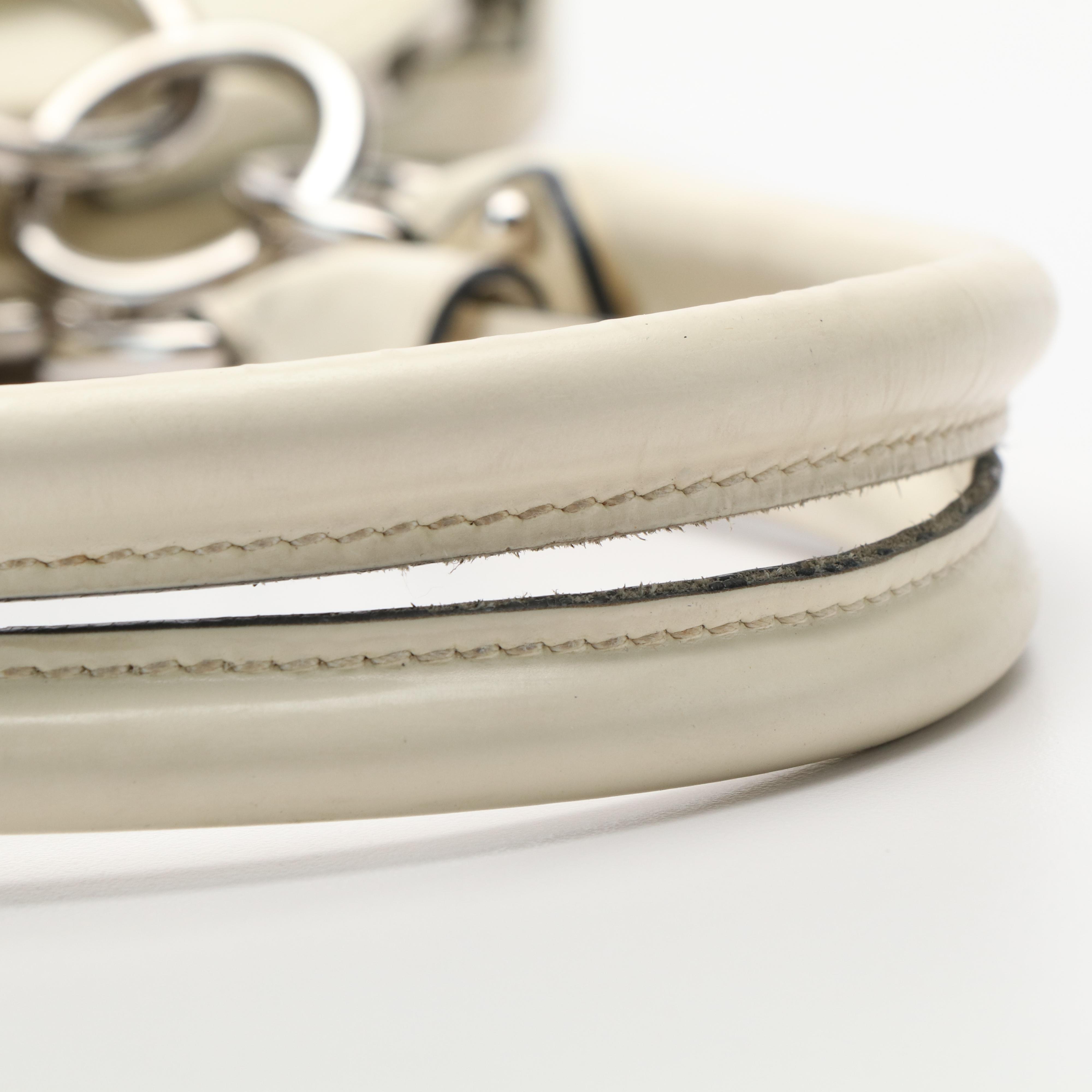 Salvatore Ferragamo Marisa Handbag in Blue Denim and Ivory Leather