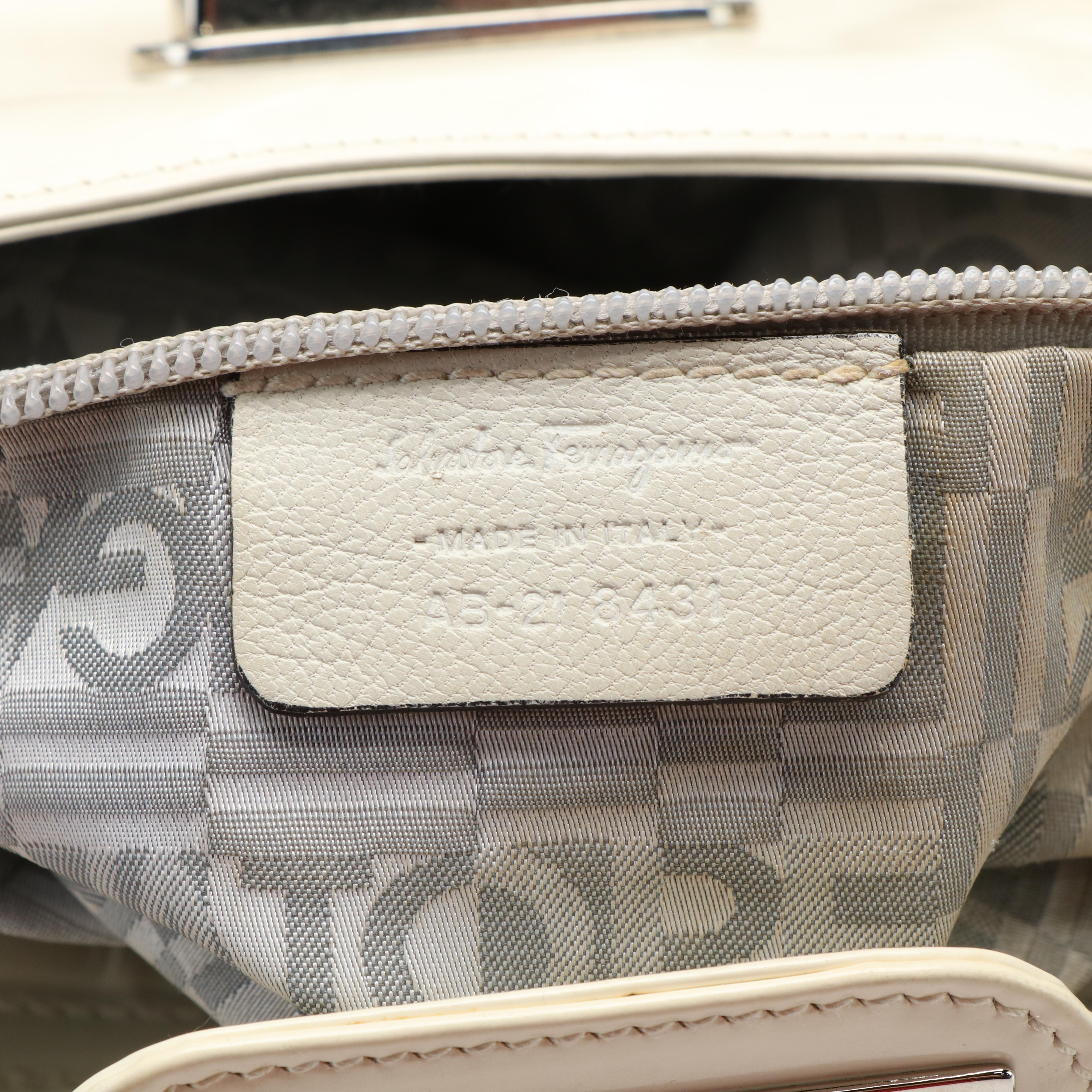 Salvatore Ferragamo Marisa Handbag in Blue Denim and Ivory Leather