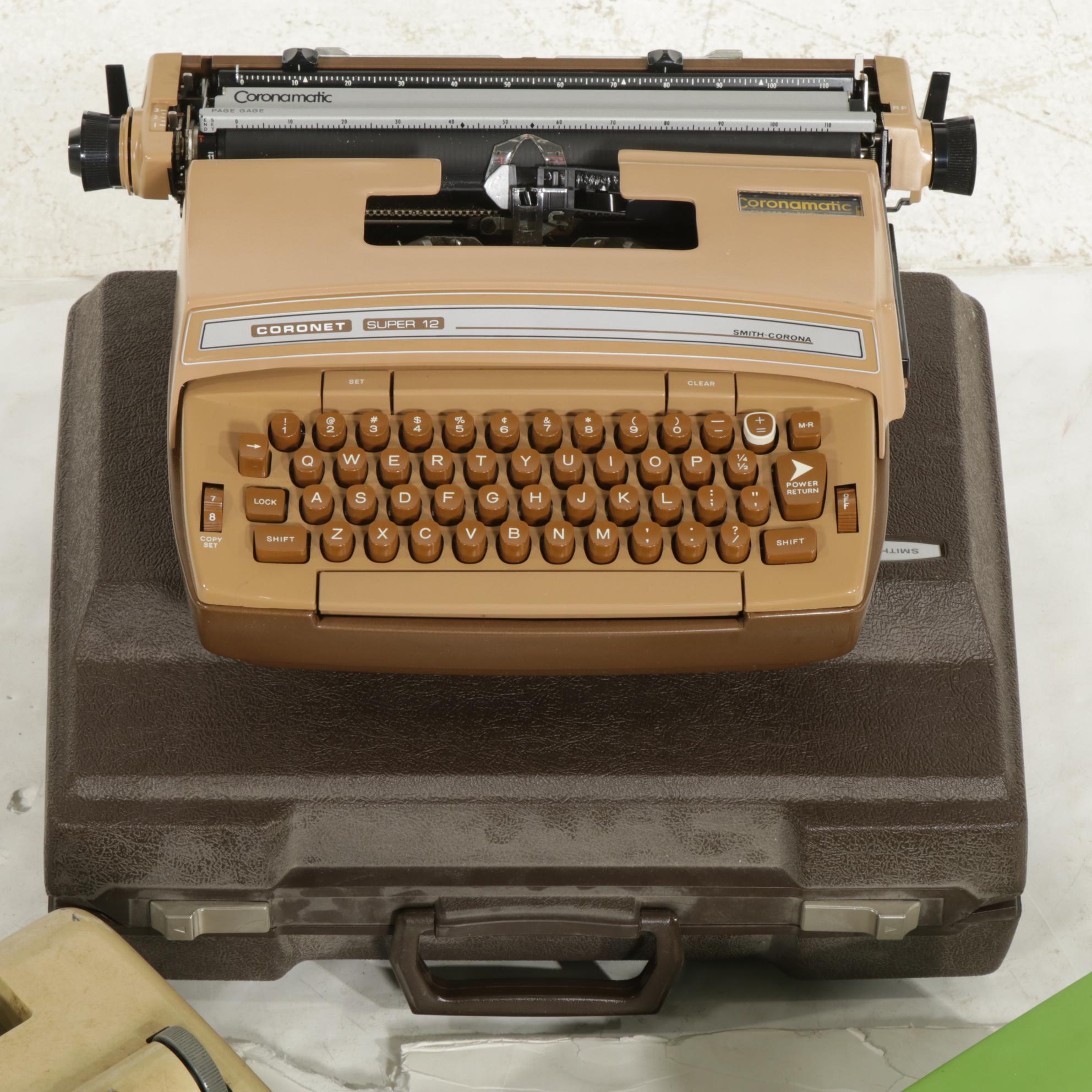 Smith-Corona Coronet Super 12 Portable Typewriter and Other Office Equipment