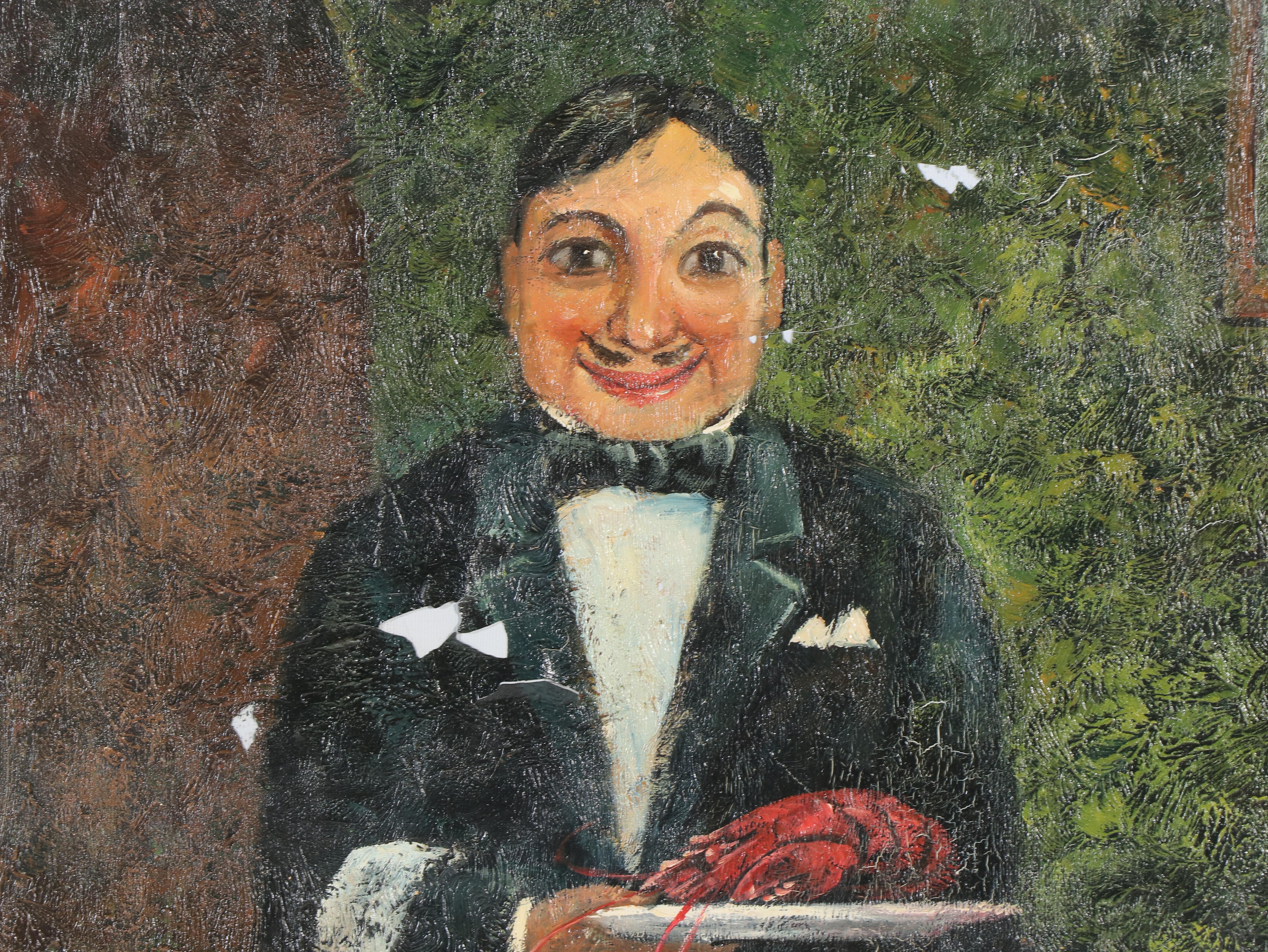 Malva Oil Portrait Painting of Restaurant Waiter