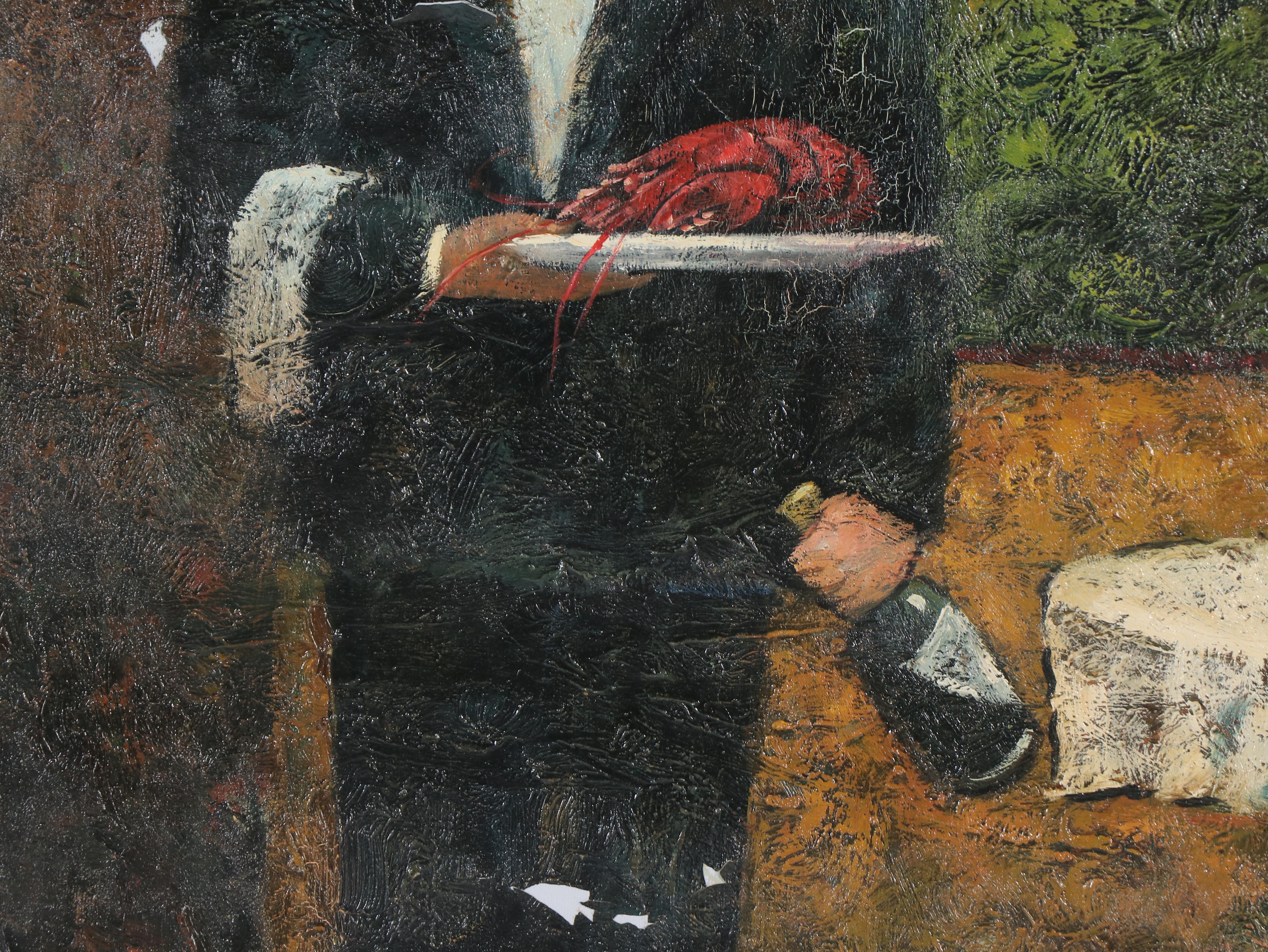 Malva Oil Portrait Painting of Restaurant Waiter