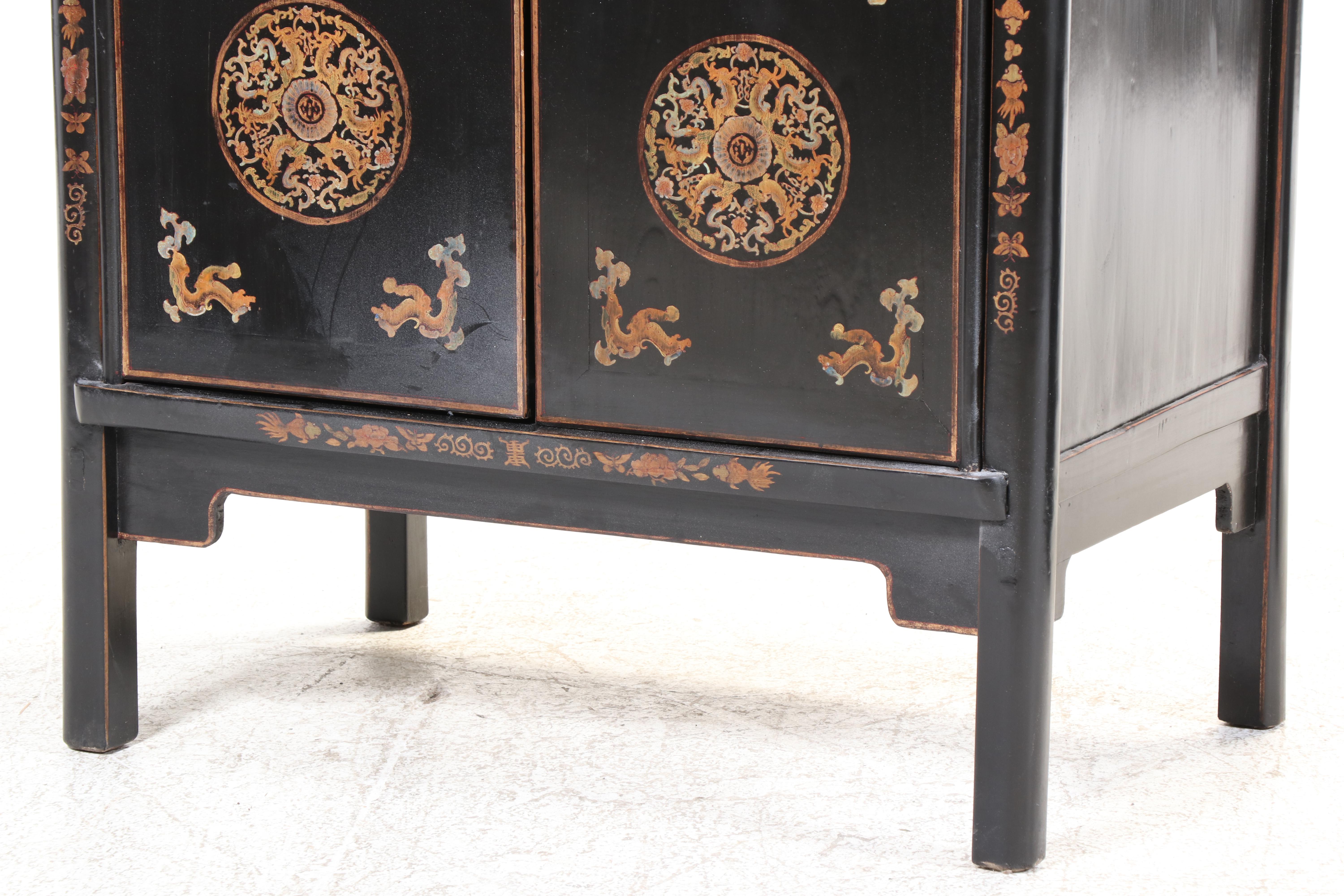 Chinese Black, Polychromed, and Gilt-Lacquered Cabinet