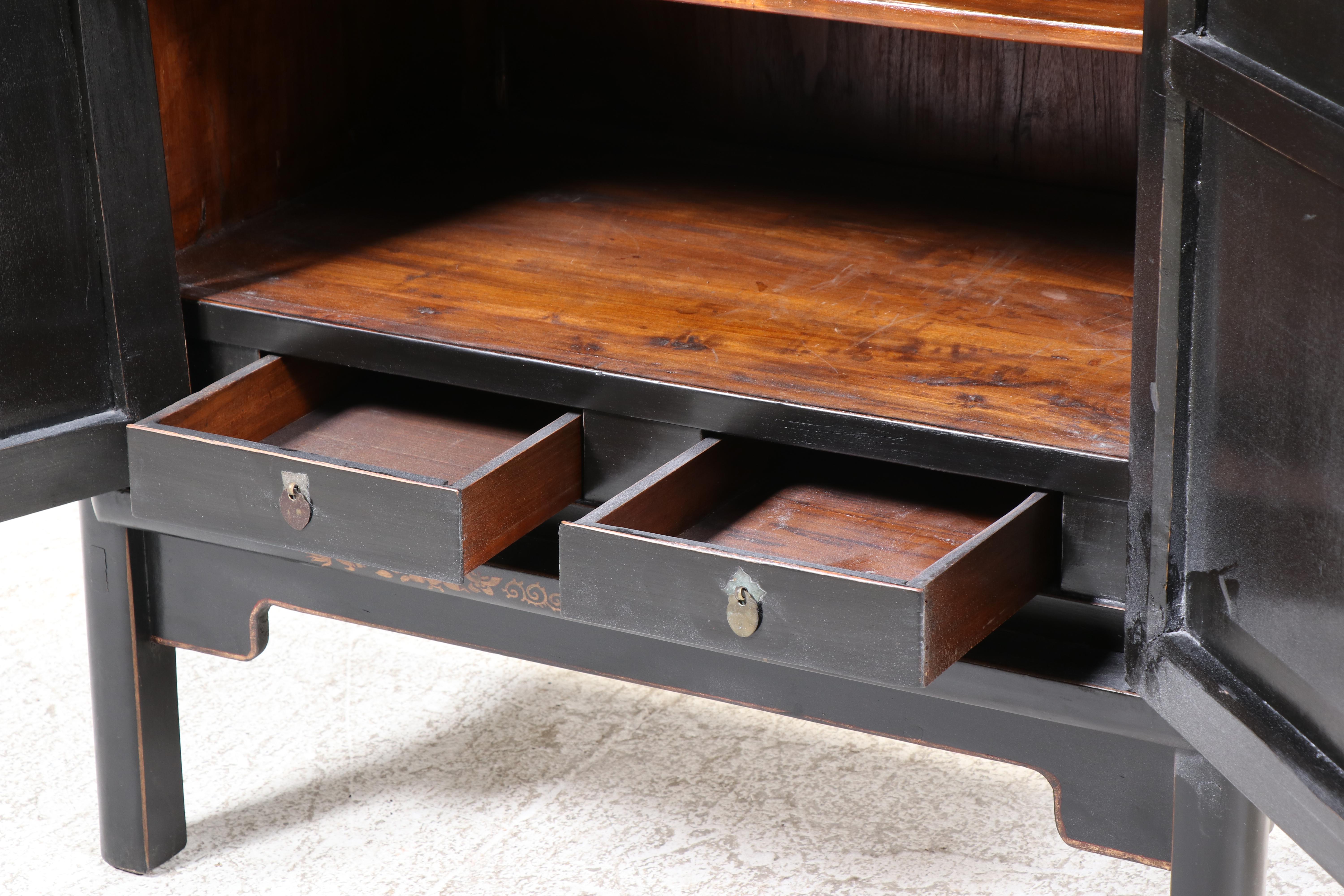 Chinese Black, Polychromed, and Gilt-Lacquered Cabinet