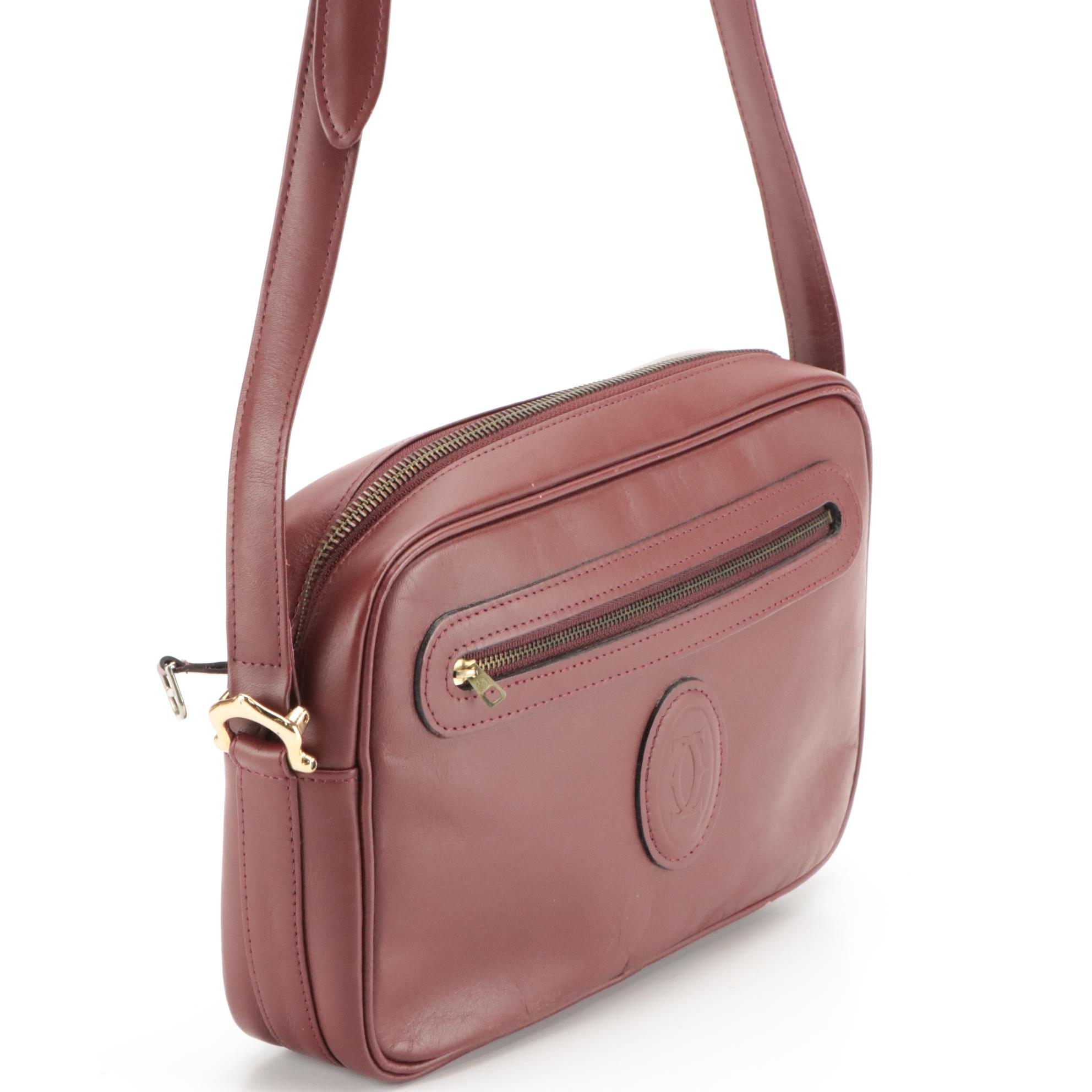 Cartier Shoulder Bag in Smooth Burgundy Leather