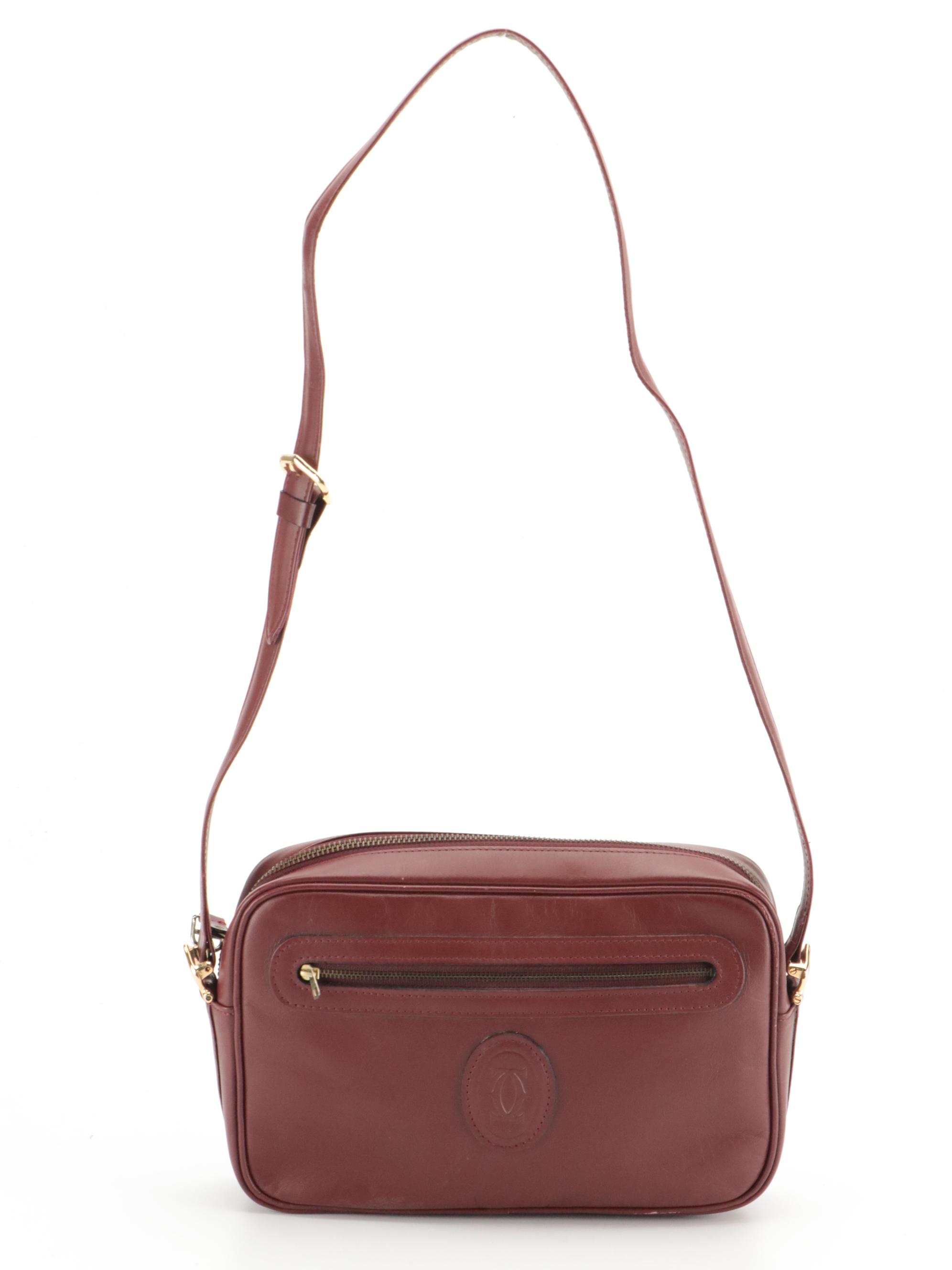 Cartier Shoulder Bag in Smooth Burgundy Leather