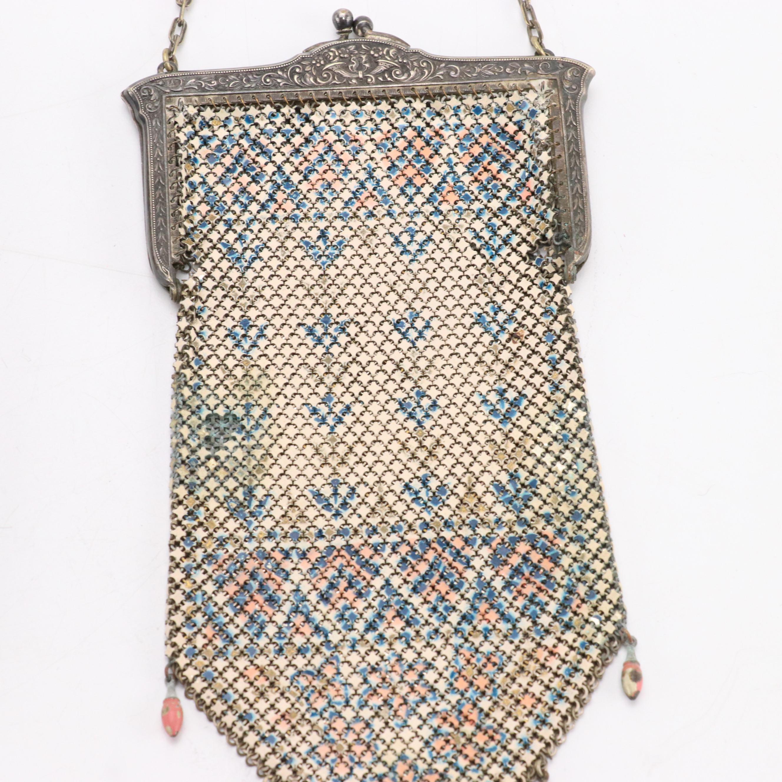 Mandalian Manufacturing Co. Enameled Metal Mesh Purse and Hand-Beaded Purse