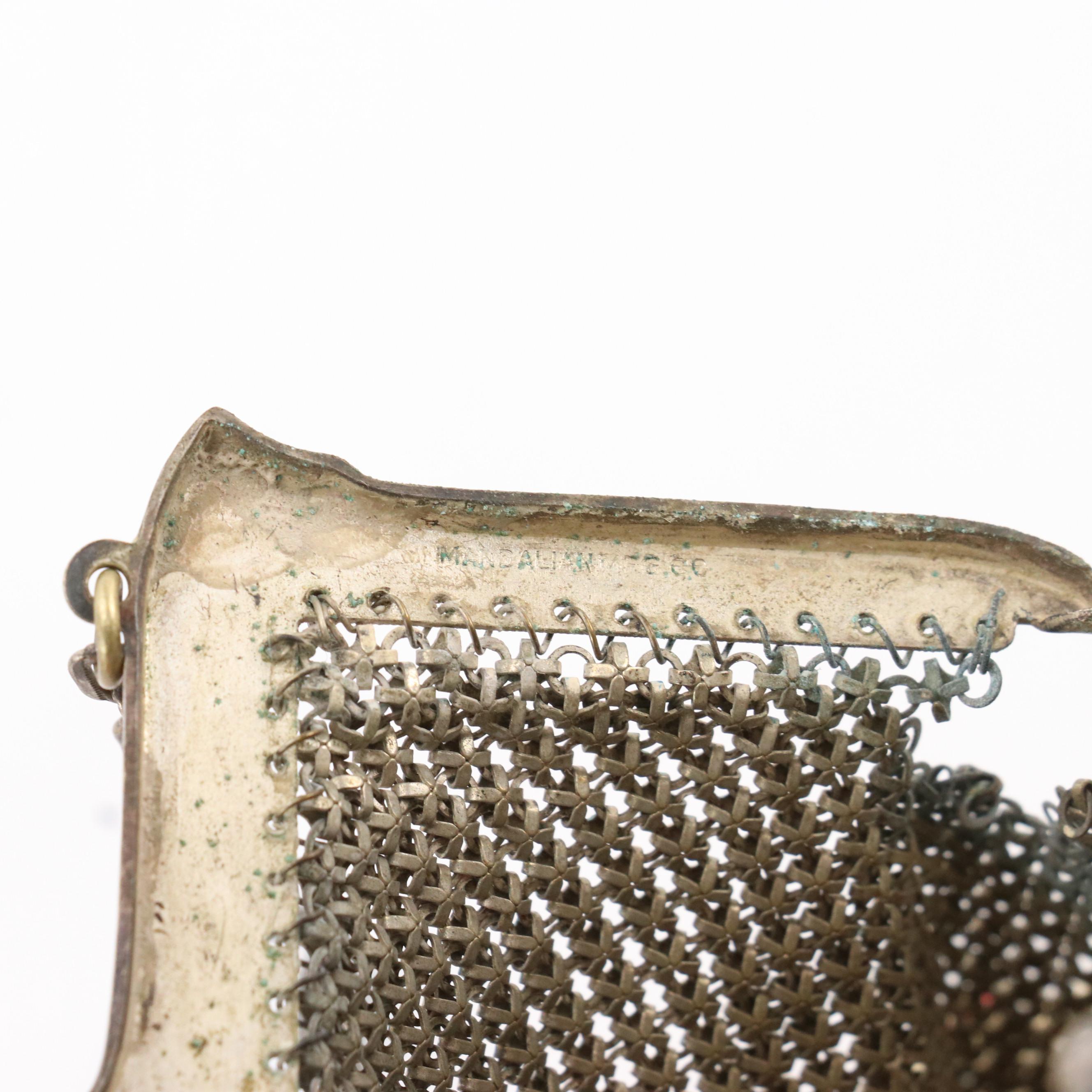 Mandalian Manufacturing Co. Enameled Metal Mesh Purse and Hand-Beaded Purse