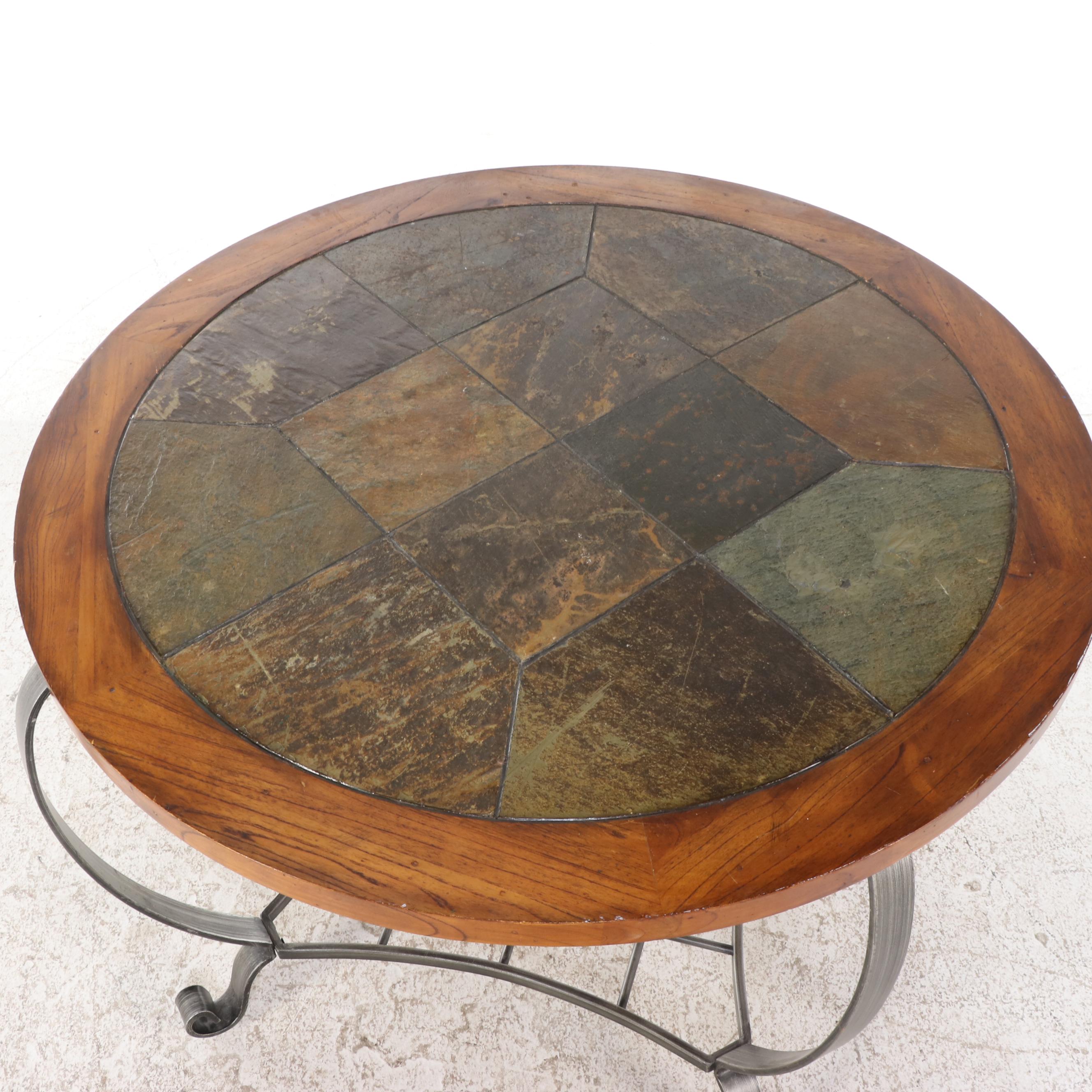 Round Tile Top Dining Table with Chairs, 2005