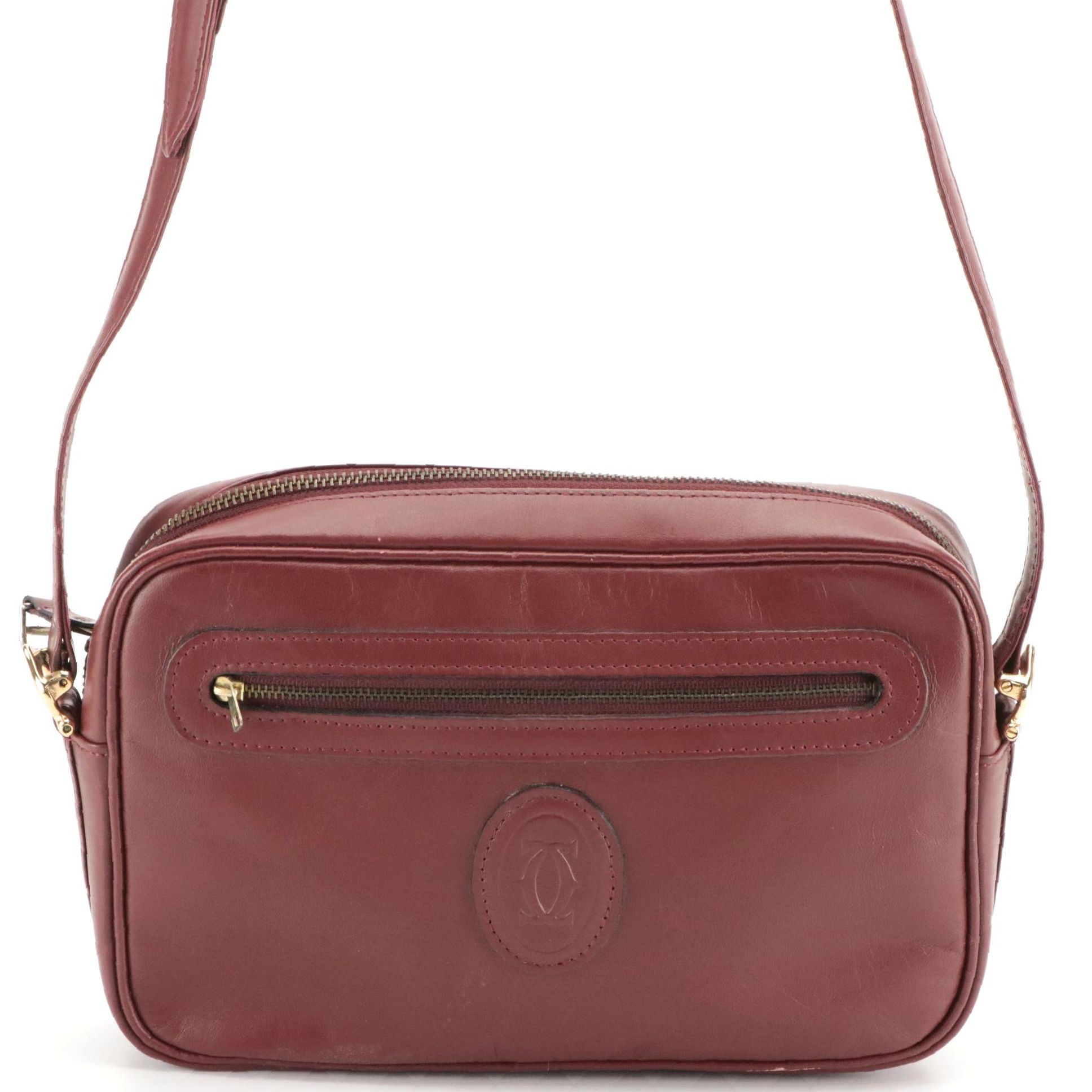 Cartier Shoulder Bag in Smooth Burgundy Leather