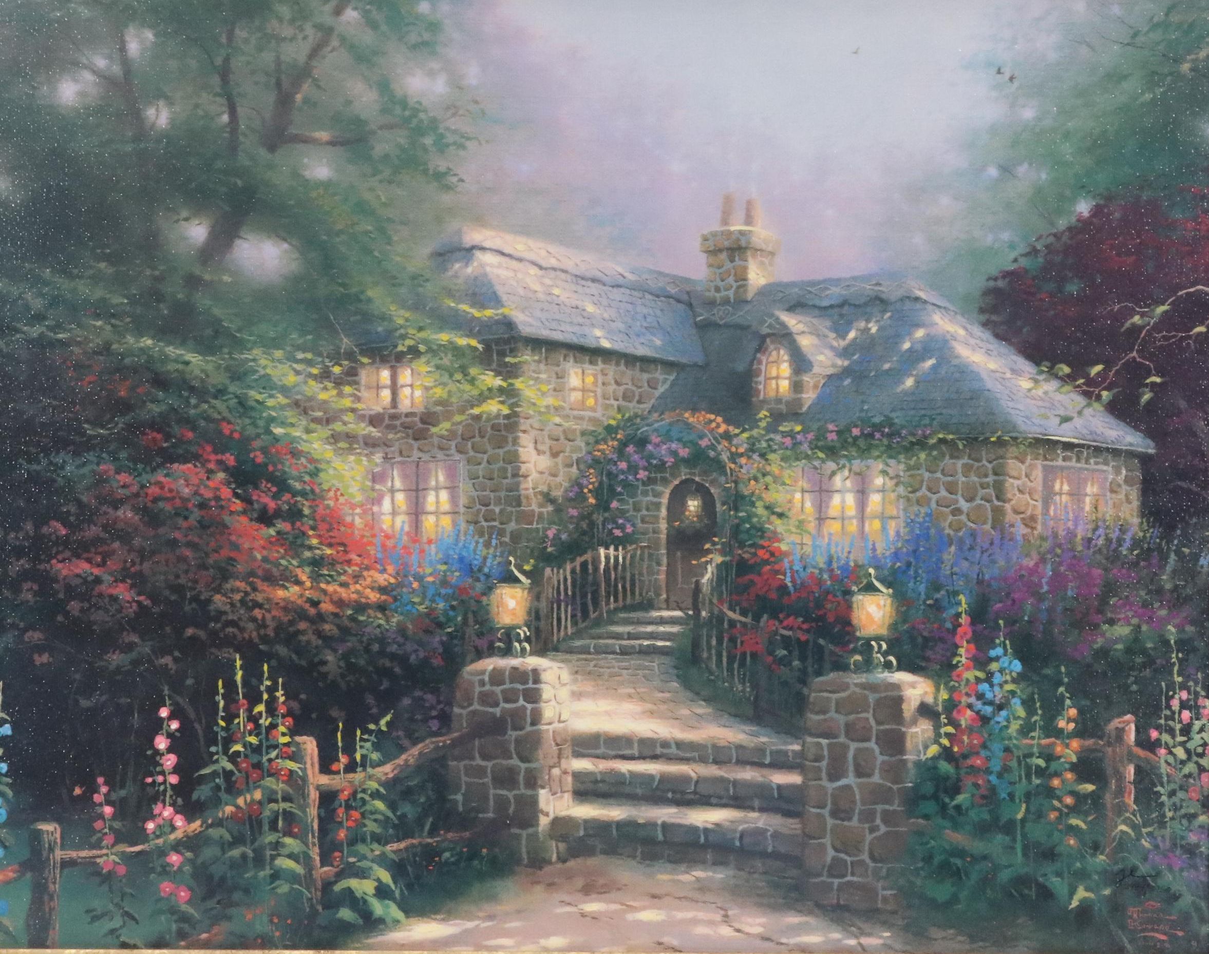 Thomas Kinkade Giclée Print on Canvas "Hollyhock House"