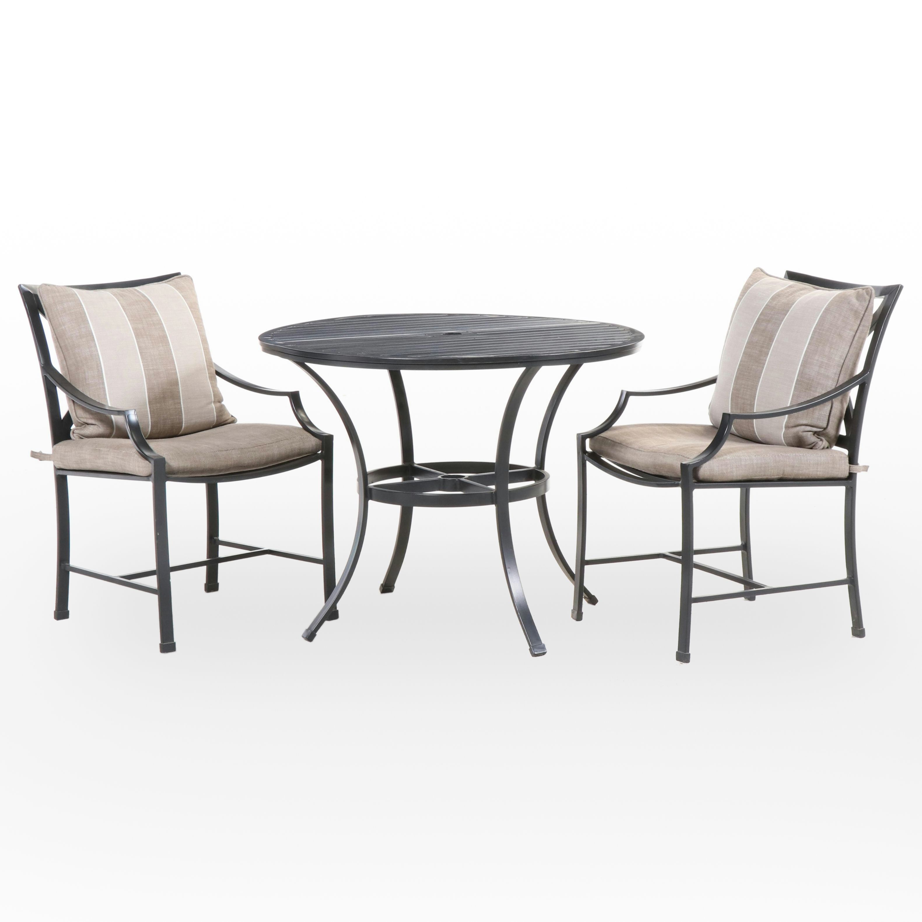 Three-Piece Restoration Hardware Black Powder-Coated Metal Bistro Set